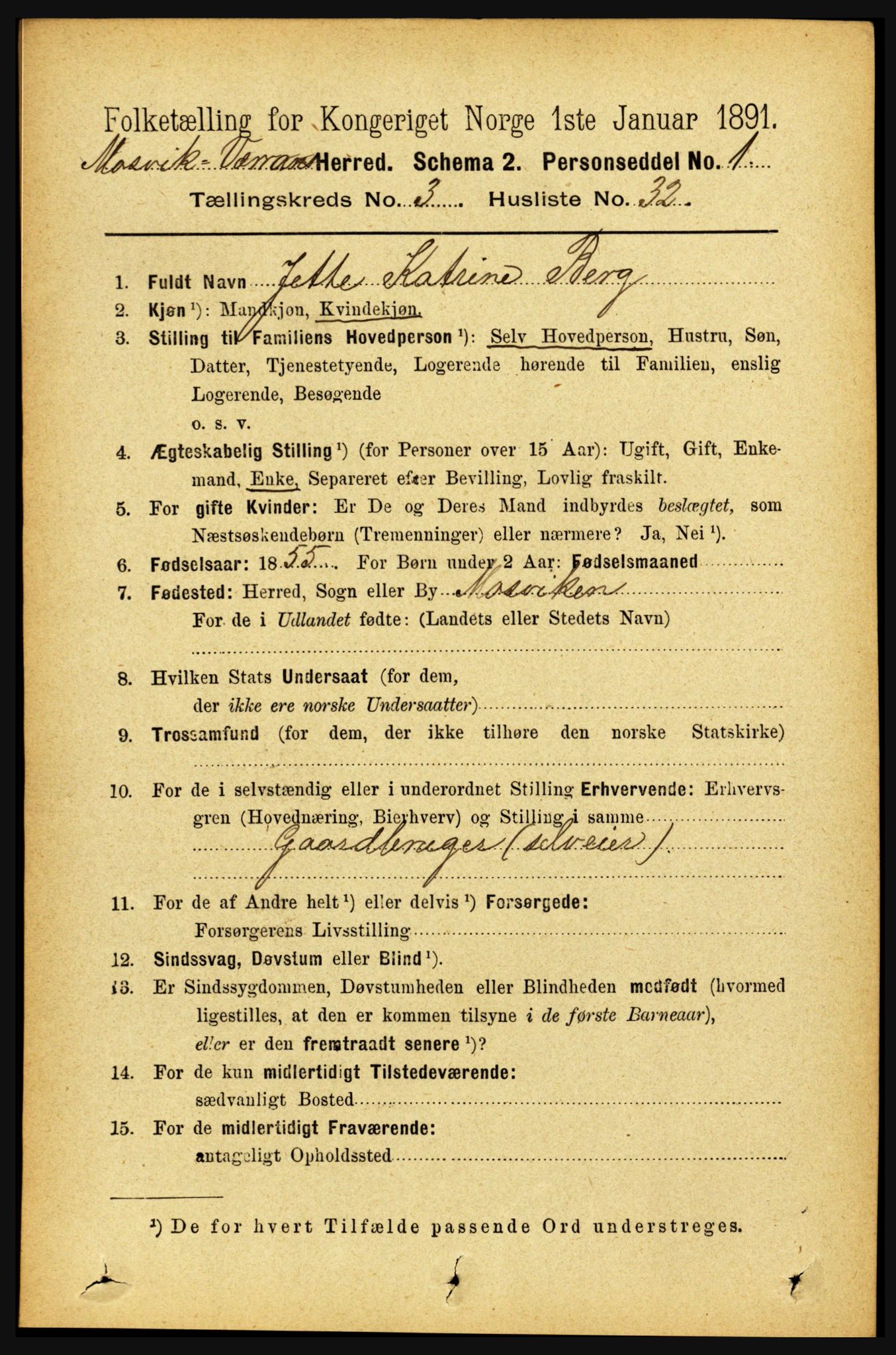 RA, 1891 census for 1723 Mosvik og Verran, 1891, p. 1130