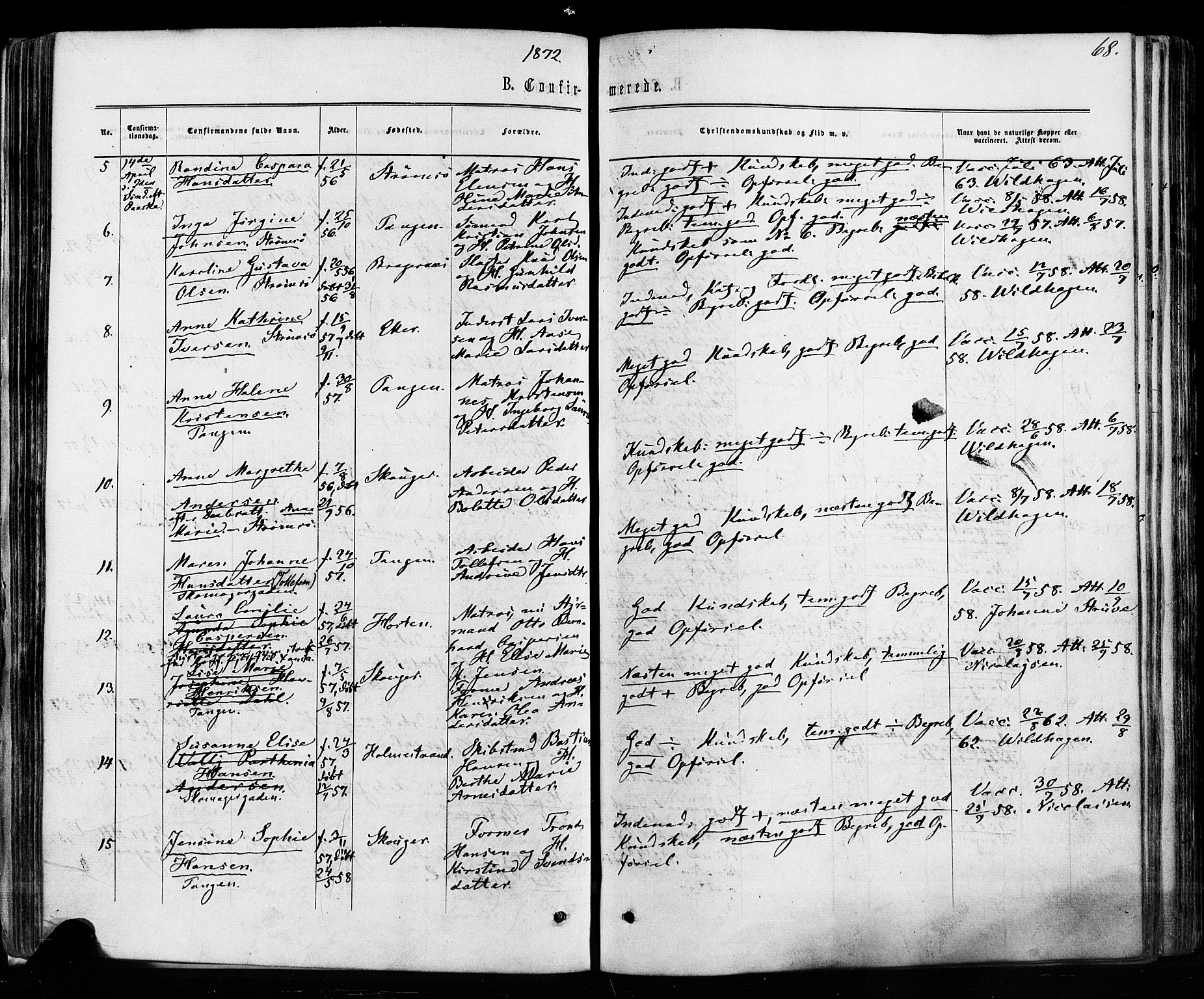 Strømsø kirkebøker, AV/SAKO-A-246/F/Fa/L0018: Parish register (official) no. I 18, 1865-1878, p. 68