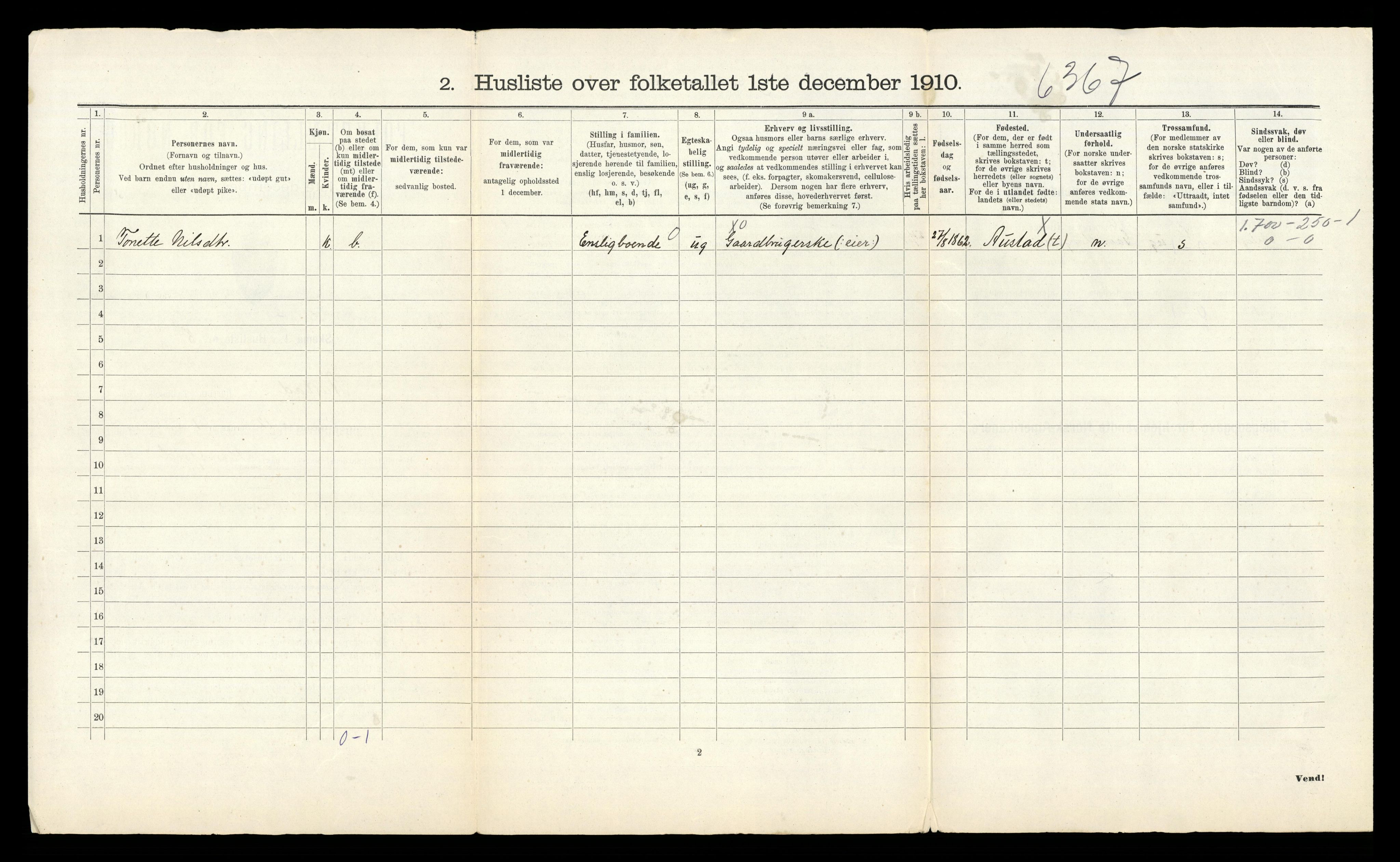 RA, 1910 census for Austad, 1910, p. 25