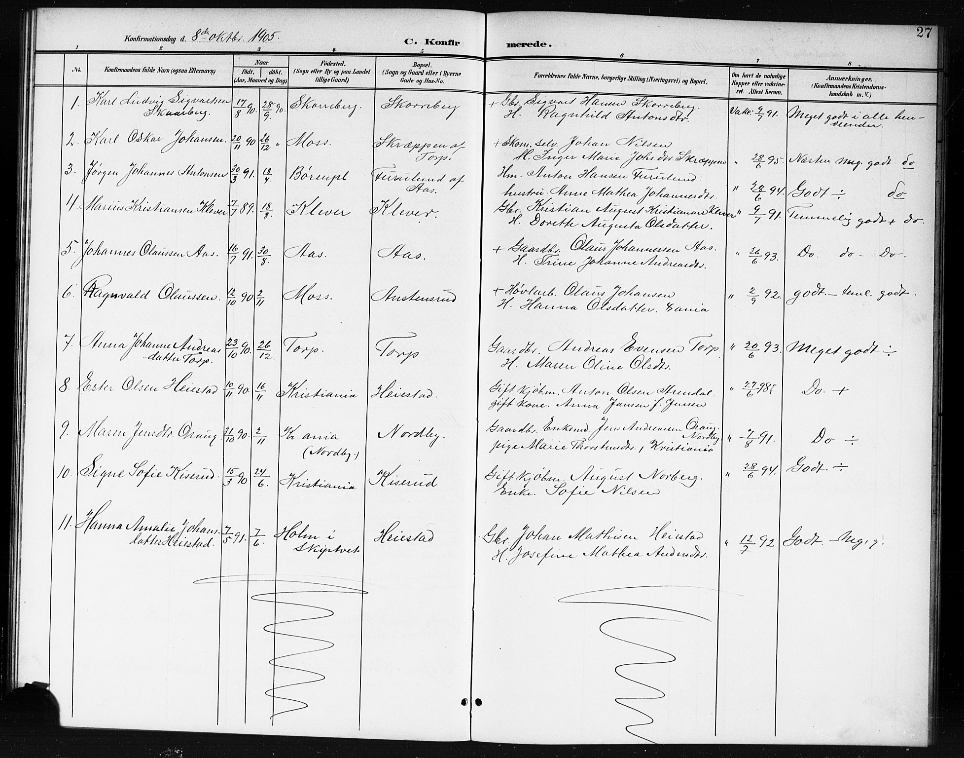 Spydeberg prestekontor Kirkebøker, AV/SAO-A-10924/G/Gc/L0001: Parish register (copy) no. III 1, 1901-1917, p. 27