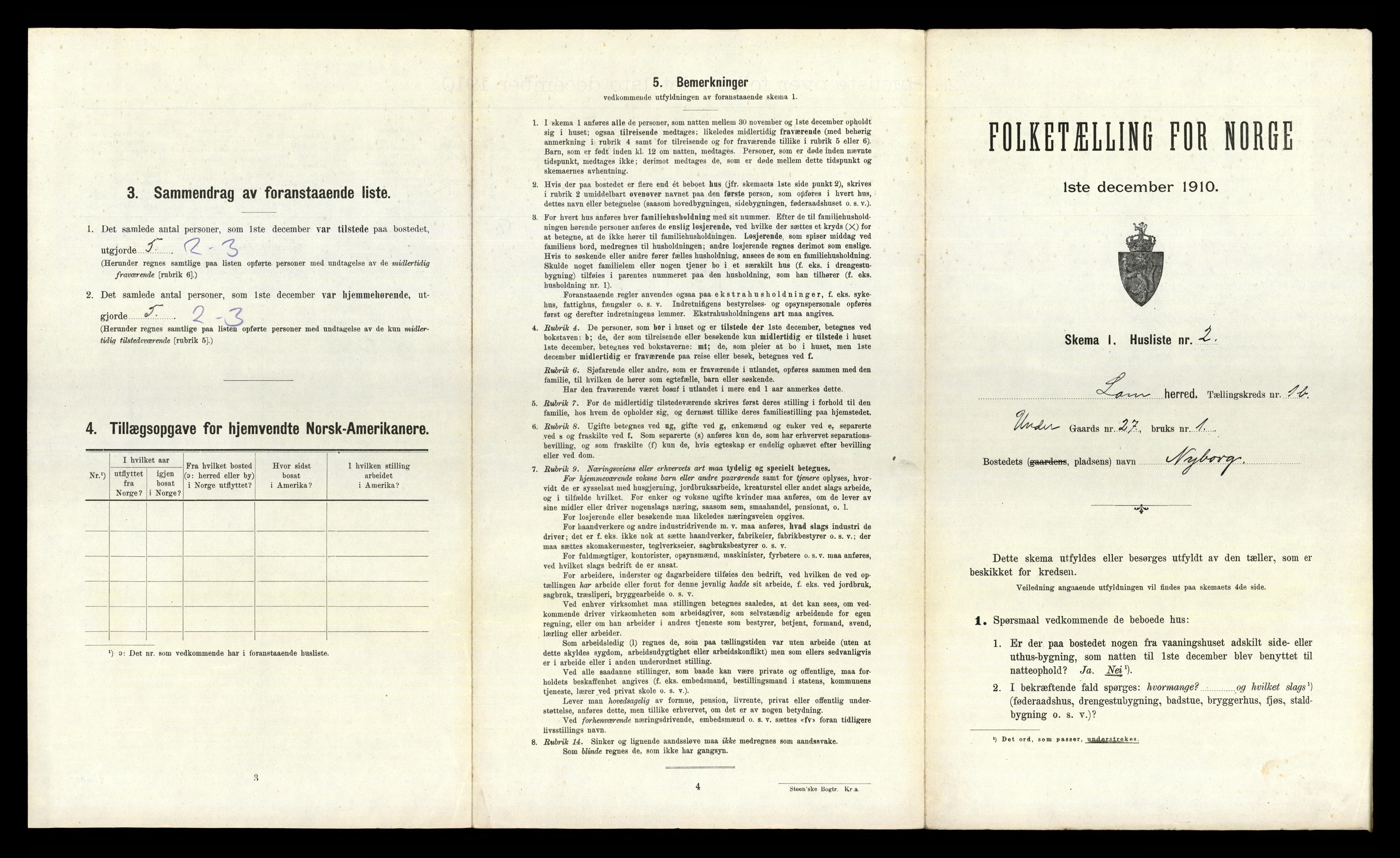 RA, 1910 census for Lom, 1910, p. 195