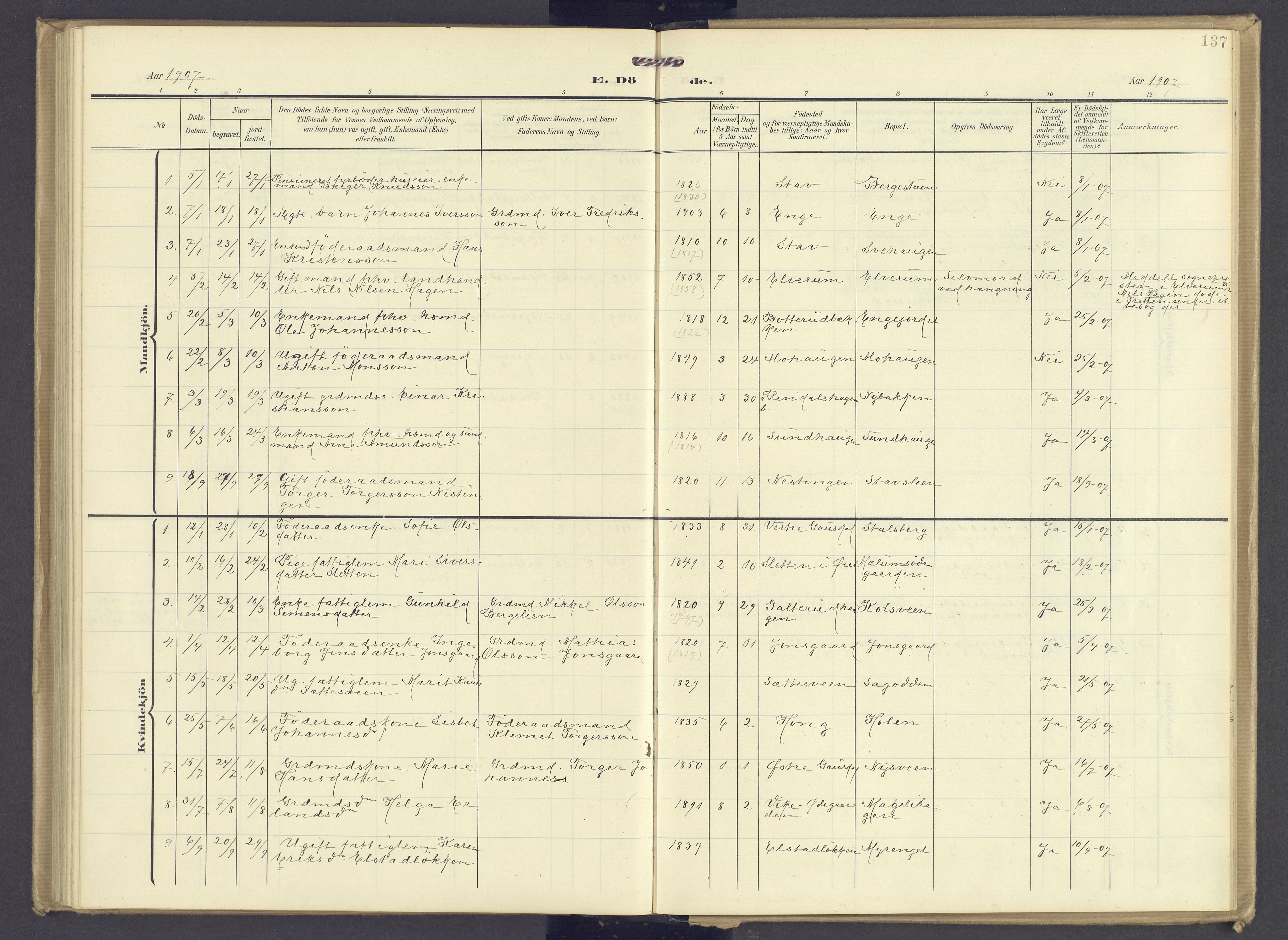 Øyer prestekontor, AV/SAH-PREST-084/H/Ha/Haa/L0013: Parish register (official) no. 13, 1905-1920, p. 137