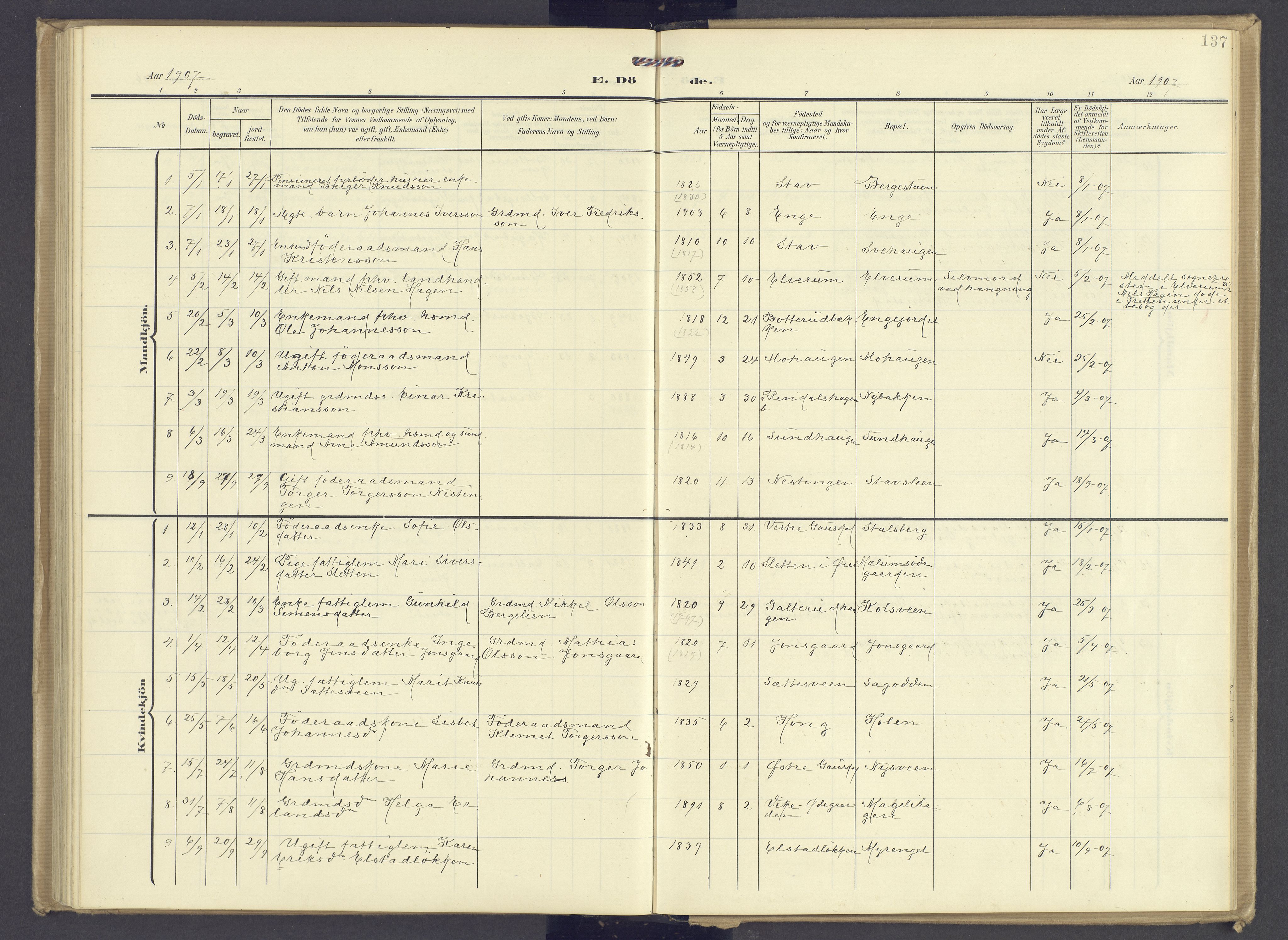 Øyer prestekontor, SAH/PREST-084/H/Ha/Haa/L0013: Parish register (official) no. 13, 1905-1920, p. 137