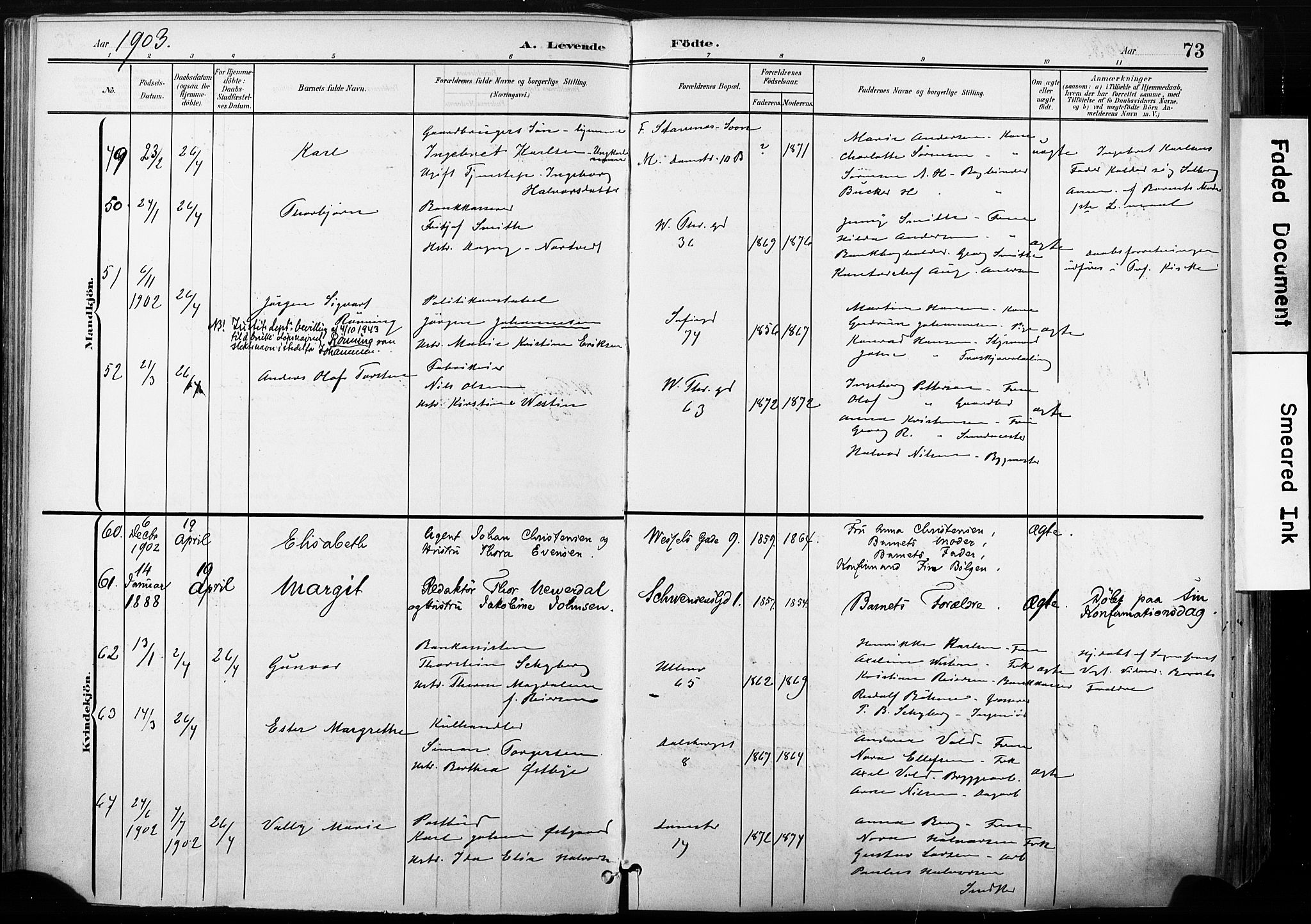 Gamle Aker prestekontor Kirkebøker, SAO/A-10617a/F/L0013: Parish register (official) no. 13, 1901-1908, p. 73