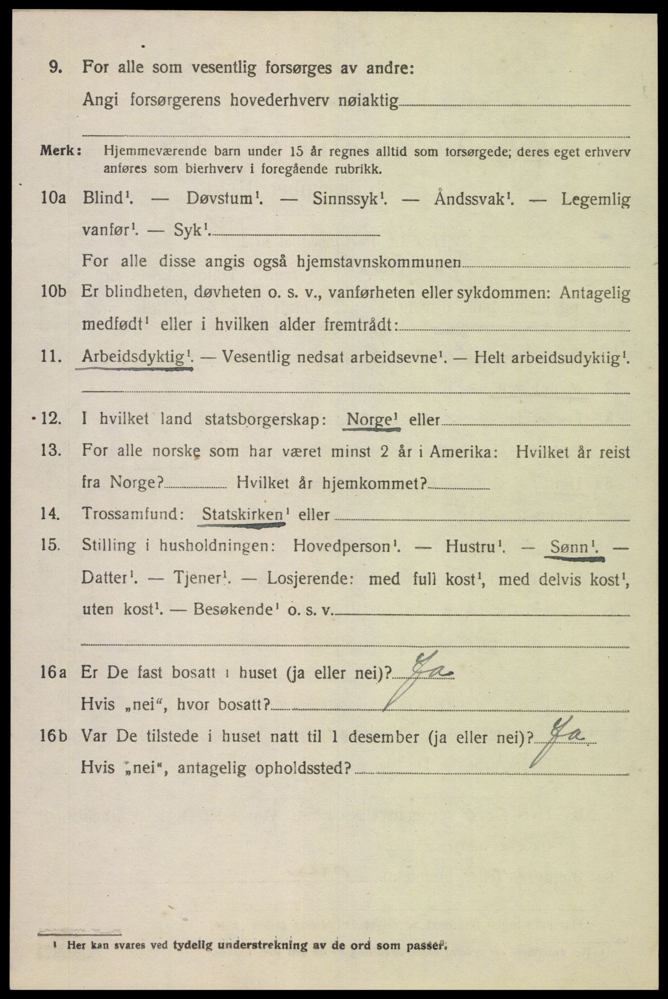 SAK, 1920 census for Fjotland, 1920, p. 2153