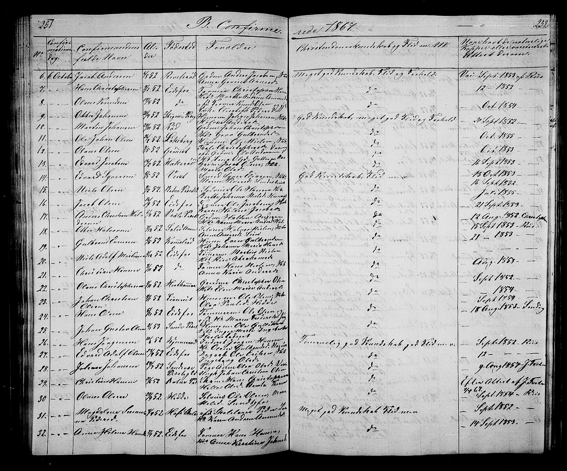 Hof kirkebøker, AV/SAKO-A-64/G/Ga/L0002: Parish register (copy) no. I 2, 1859-1873, p. 251-252