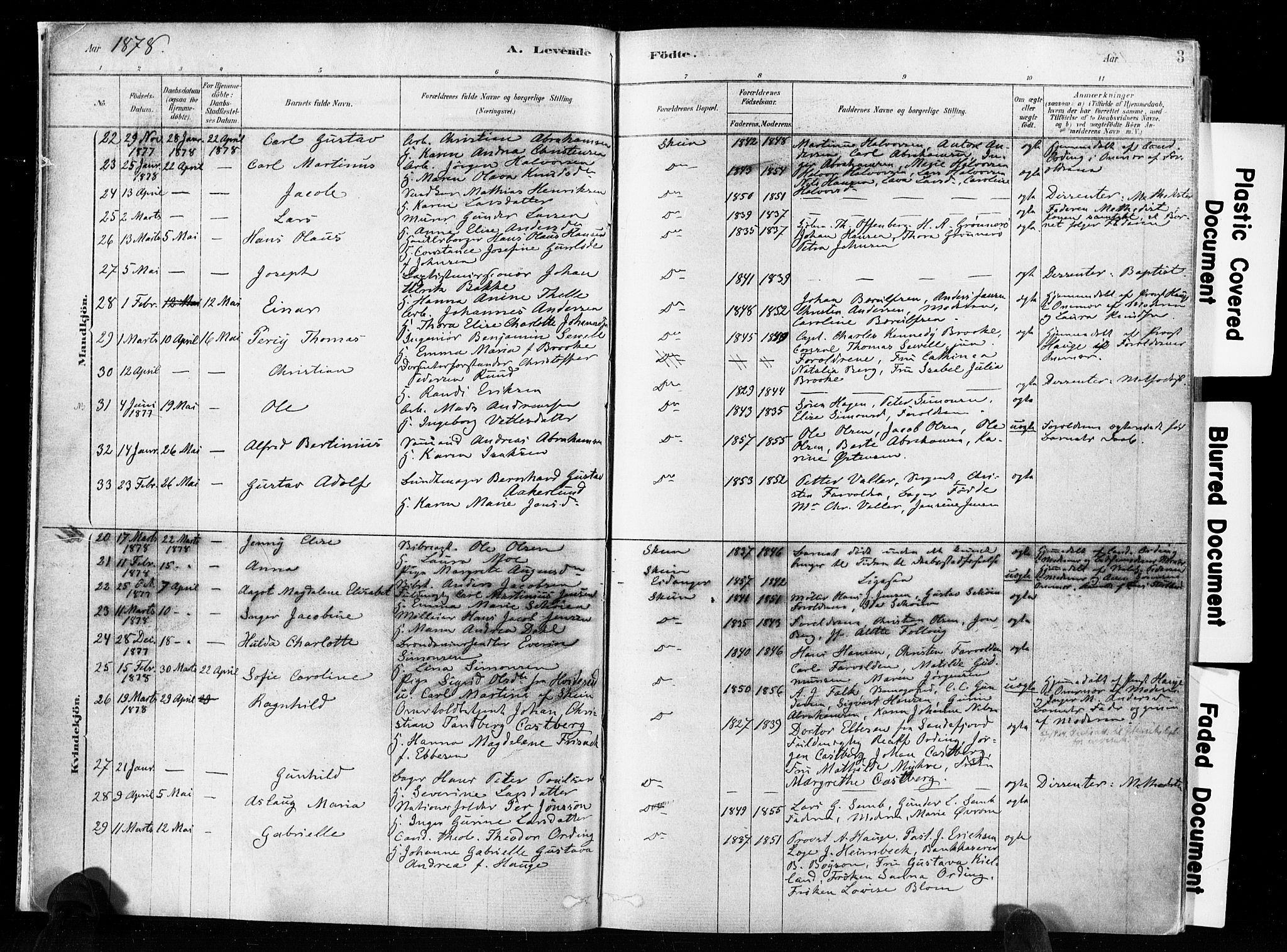 Skien kirkebøker, AV/SAKO-A-302/F/Fa/L0009: Parish register (official) no. 9, 1878-1890, p. 3