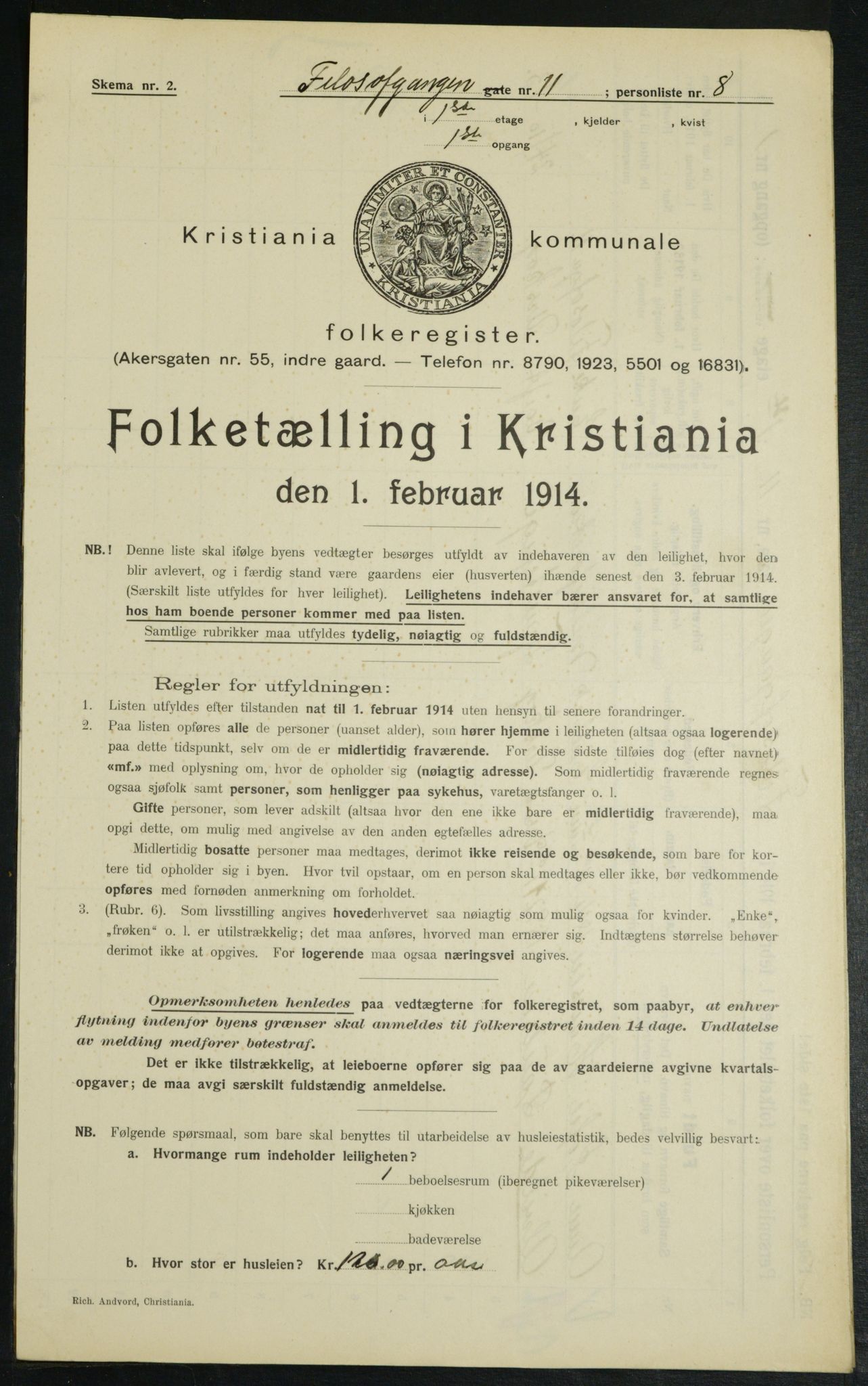 OBA, Municipal Census 1914 for Kristiania, 1914, p. 24425