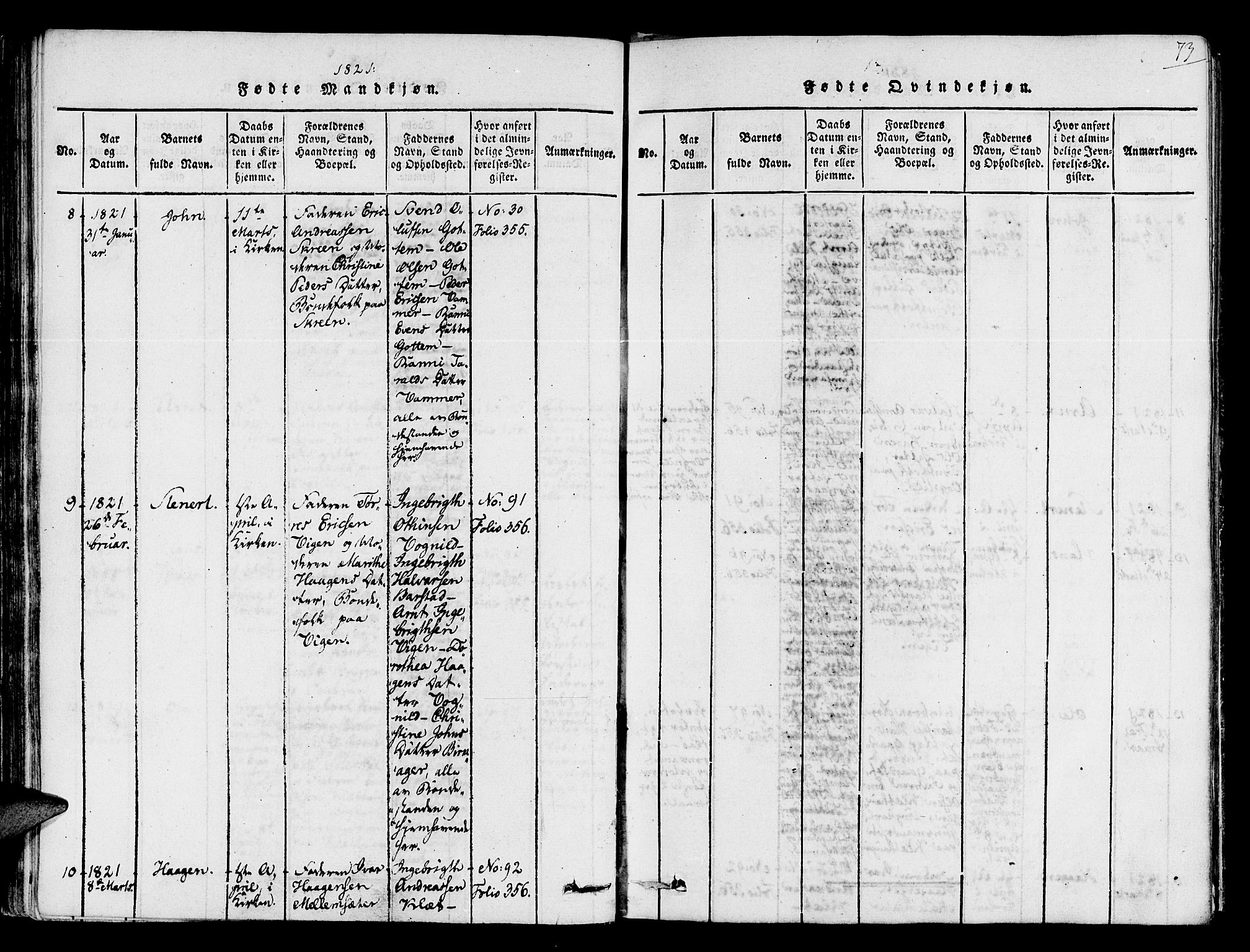 Ministerialprotokoller, klokkerbøker og fødselsregistre - Sør-Trøndelag, SAT/A-1456/678/L0895: Parish register (official) no. 678A05 /1, 1816-1821, p. 73