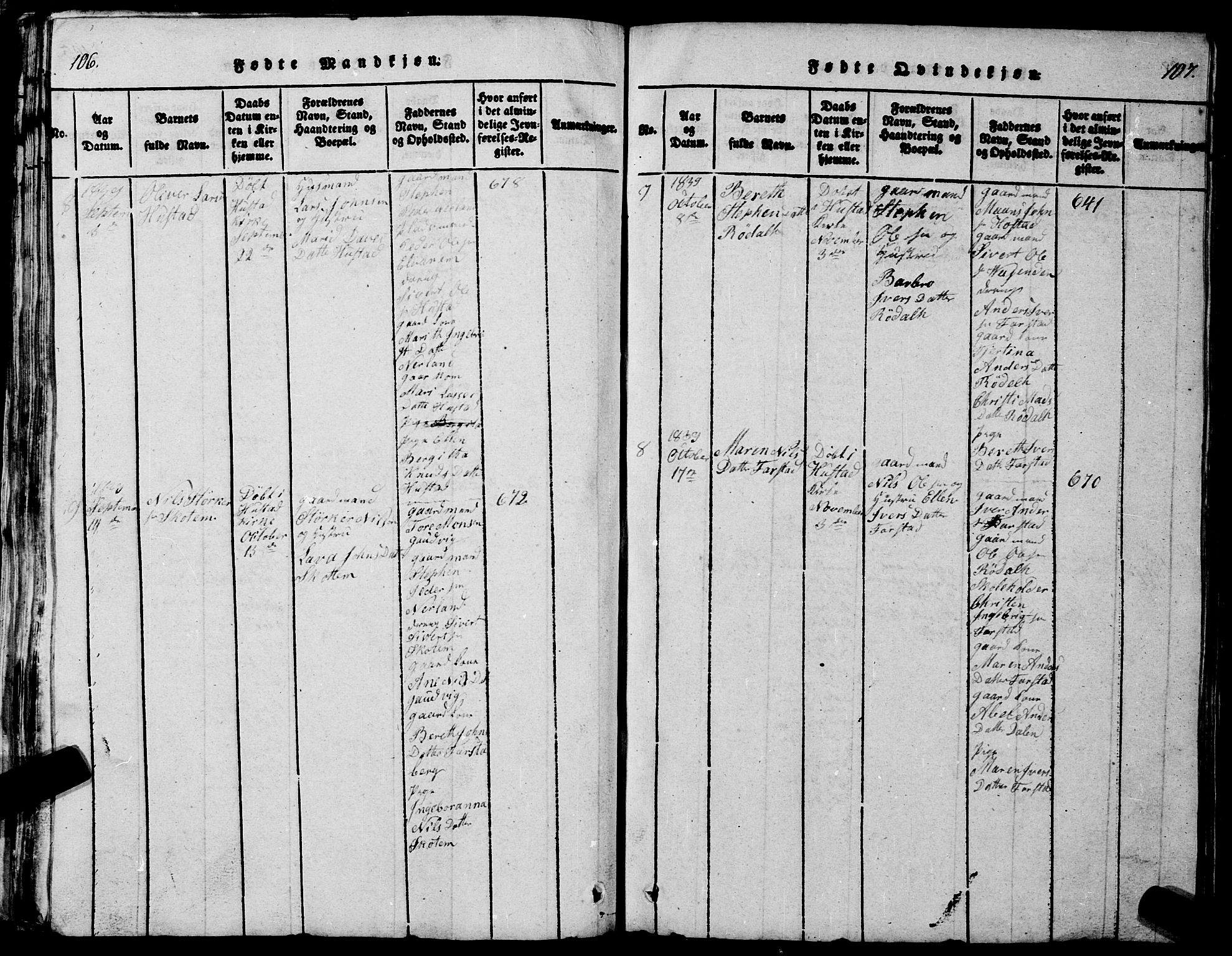 Ministerialprotokoller, klokkerbøker og fødselsregistre - Møre og Romsdal, SAT/A-1454/567/L0781: Parish register (copy) no. 567C01, 1818-1845, p. 106-107
