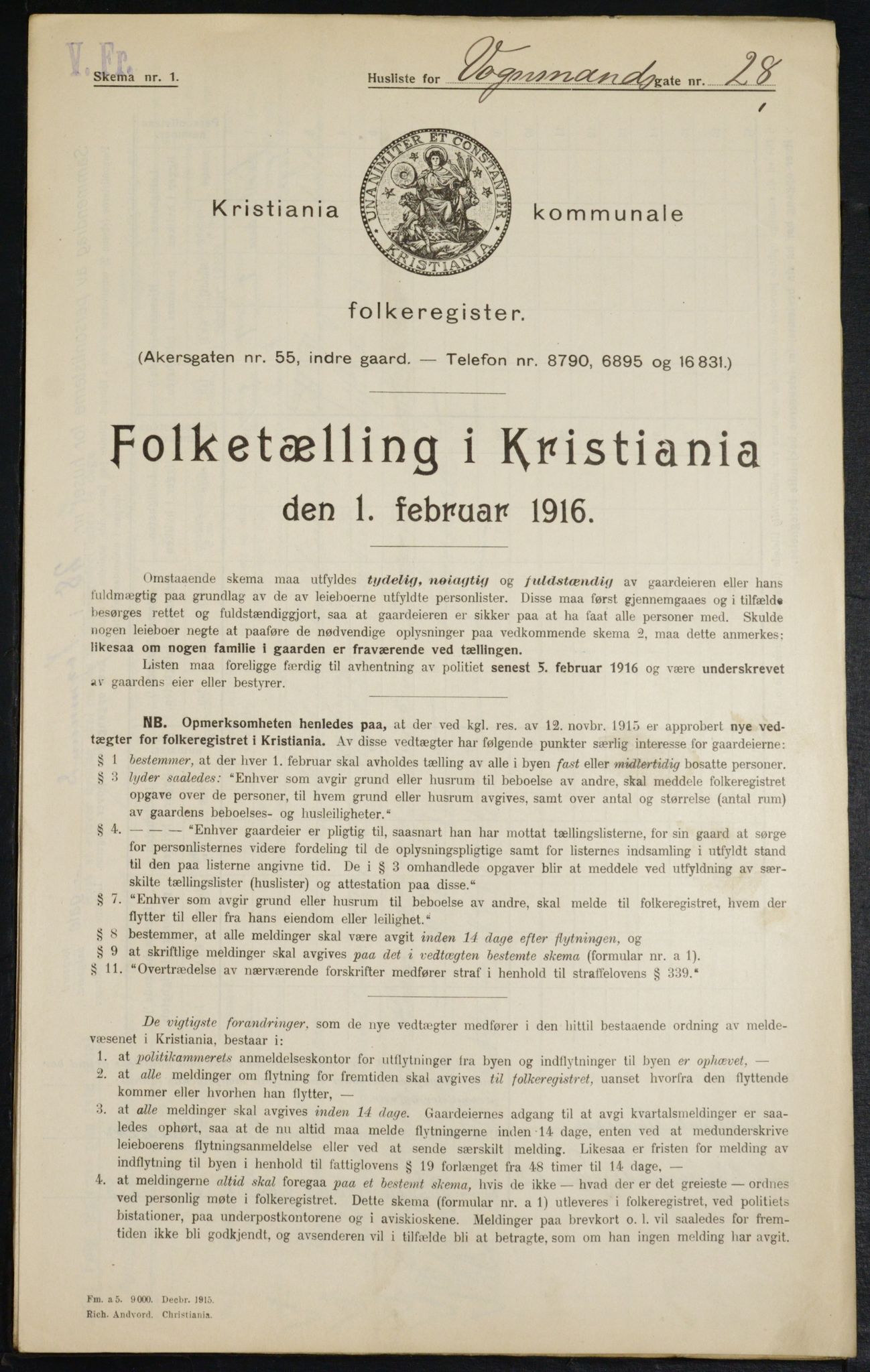 OBA, Municipal Census 1916 for Kristiania, 1916, p. 127899