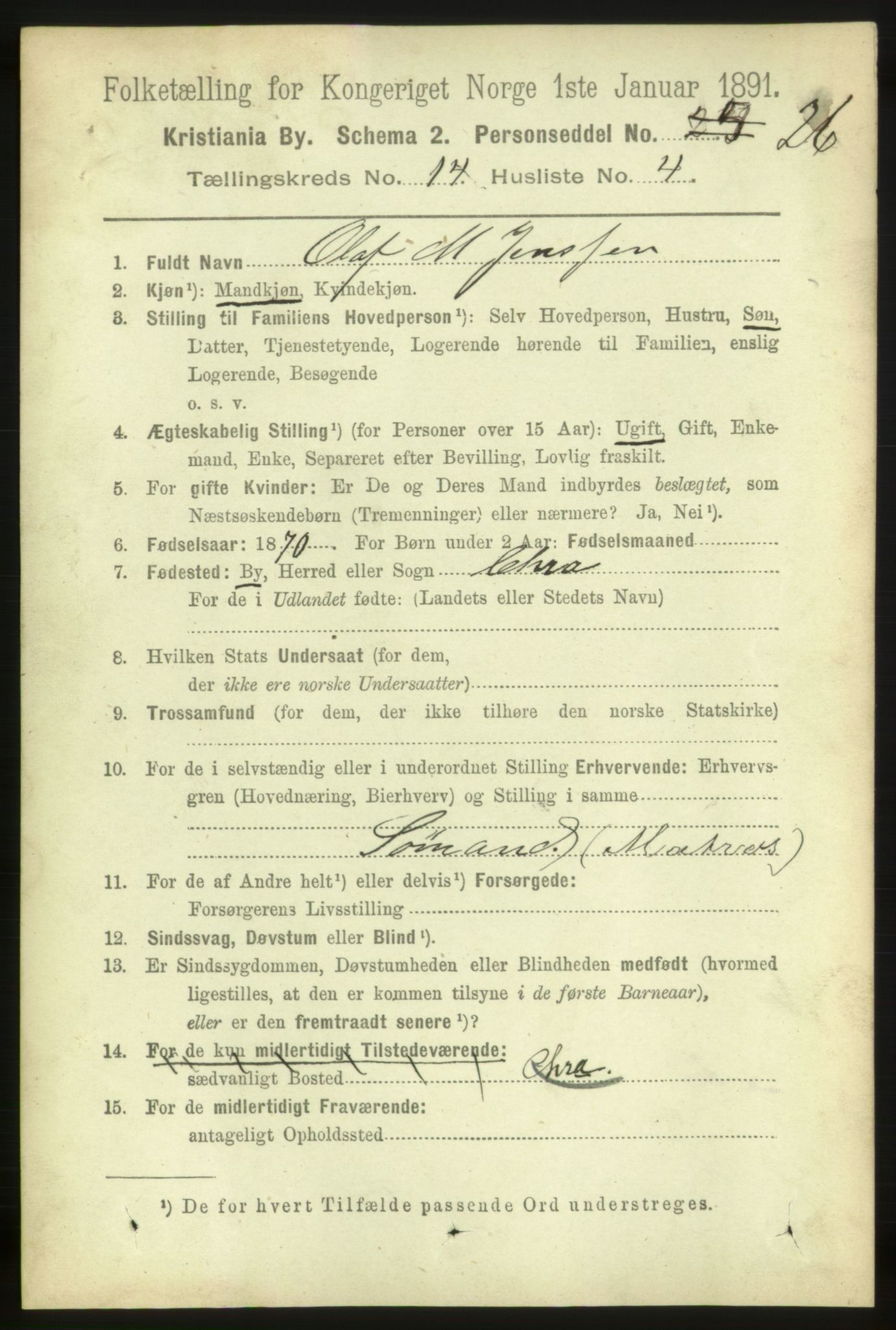 RA, 1891 census for 0301 Kristiania, 1891, p. 6801