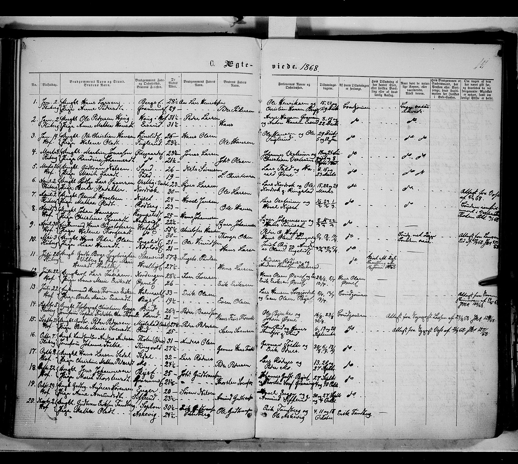Søndre Land prestekontor, SAH/PREST-122/K/L0001: Parish register (official) no. 1, 1860-1877, p. 151