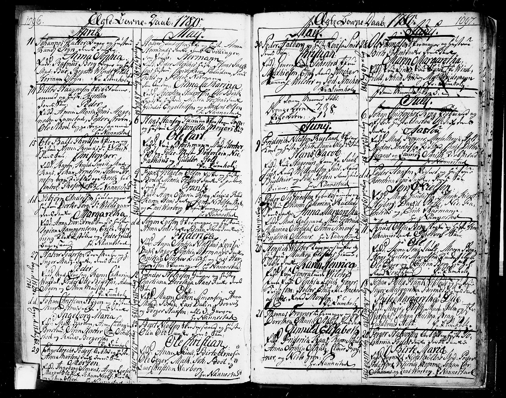 Oslo domkirke Kirkebøker, AV/SAO-A-10752/F/Fa/L0004: Parish register (official) no. 4, 1743-1786, p. 1096-1097
