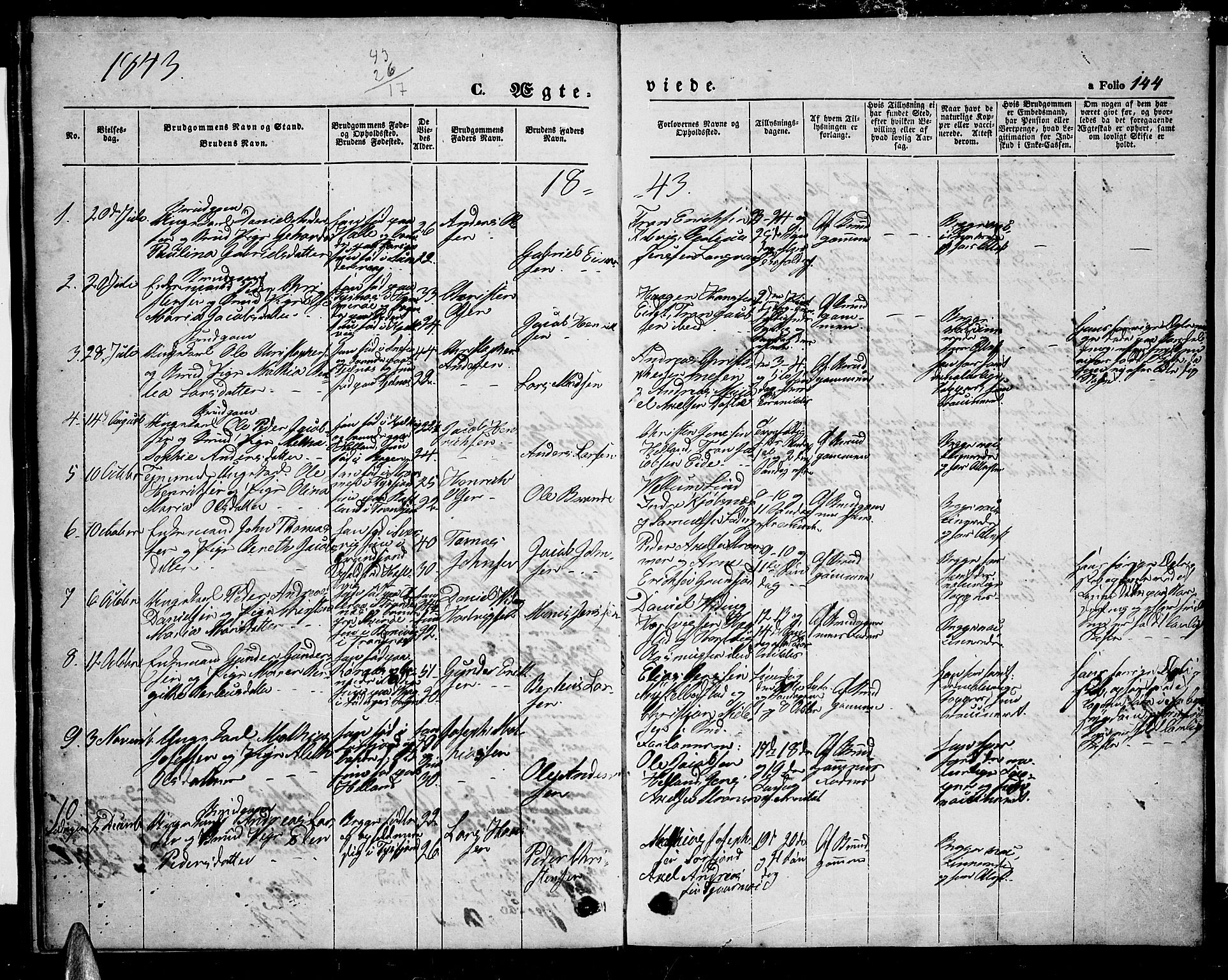 Ministerialprotokoller, klokkerbøker og fødselsregistre - Nordland, AV/SAT-A-1459/872/L1045: Parish register (copy) no. 872C01, 1840-1851, p. 144