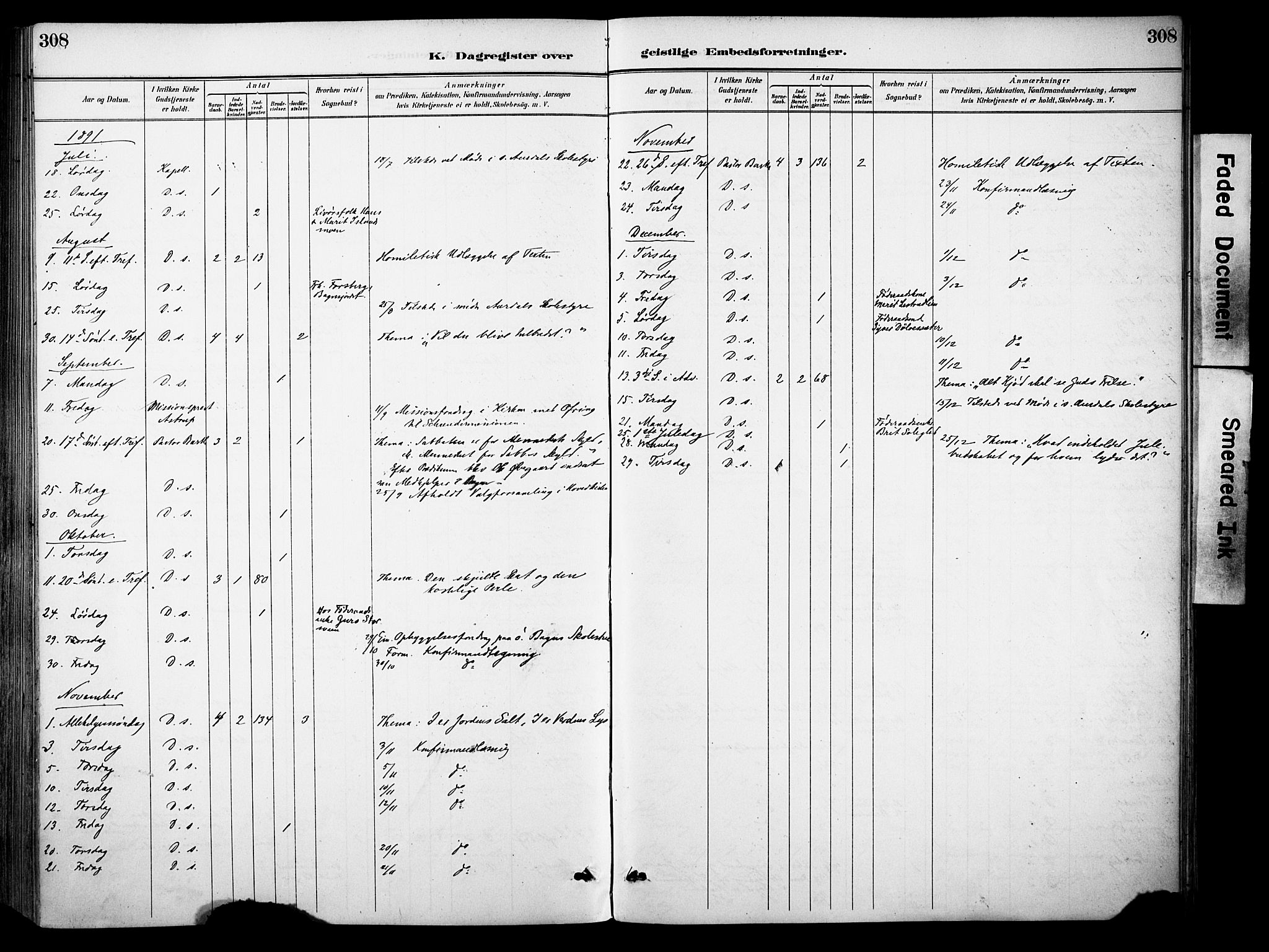 Sør-Aurdal prestekontor, AV/SAH-PREST-128/H/Ha/Haa/L0009: Parish register (official) no. 9, 1886-1906, p. 308