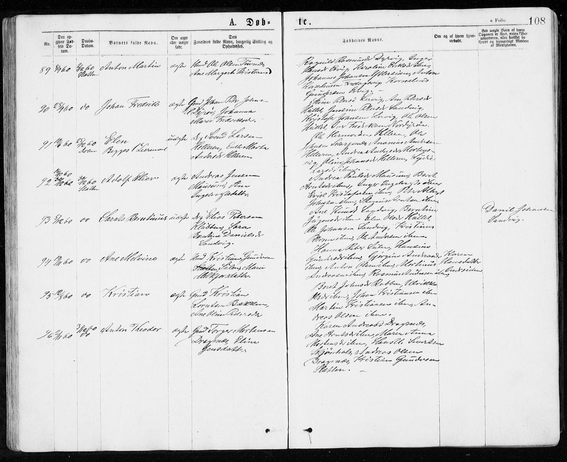 Ministerialprotokoller, klokkerbøker og fødselsregistre - Sør-Trøndelag, SAT/A-1456/640/L0576: Parish register (official) no. 640A01, 1846-1876, p. 108