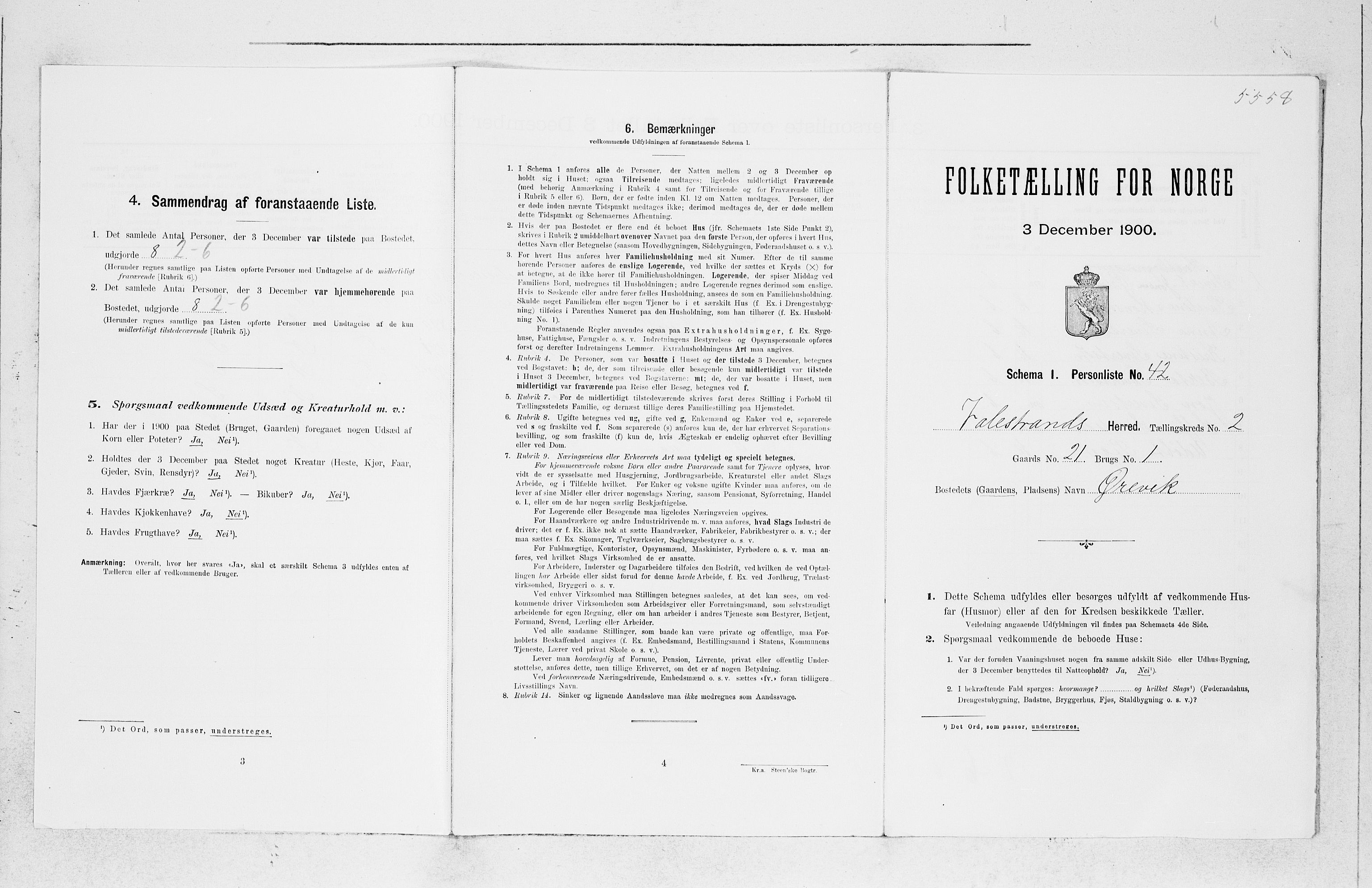 SAB, 1900 census for Valestrand, 1900, p. 229