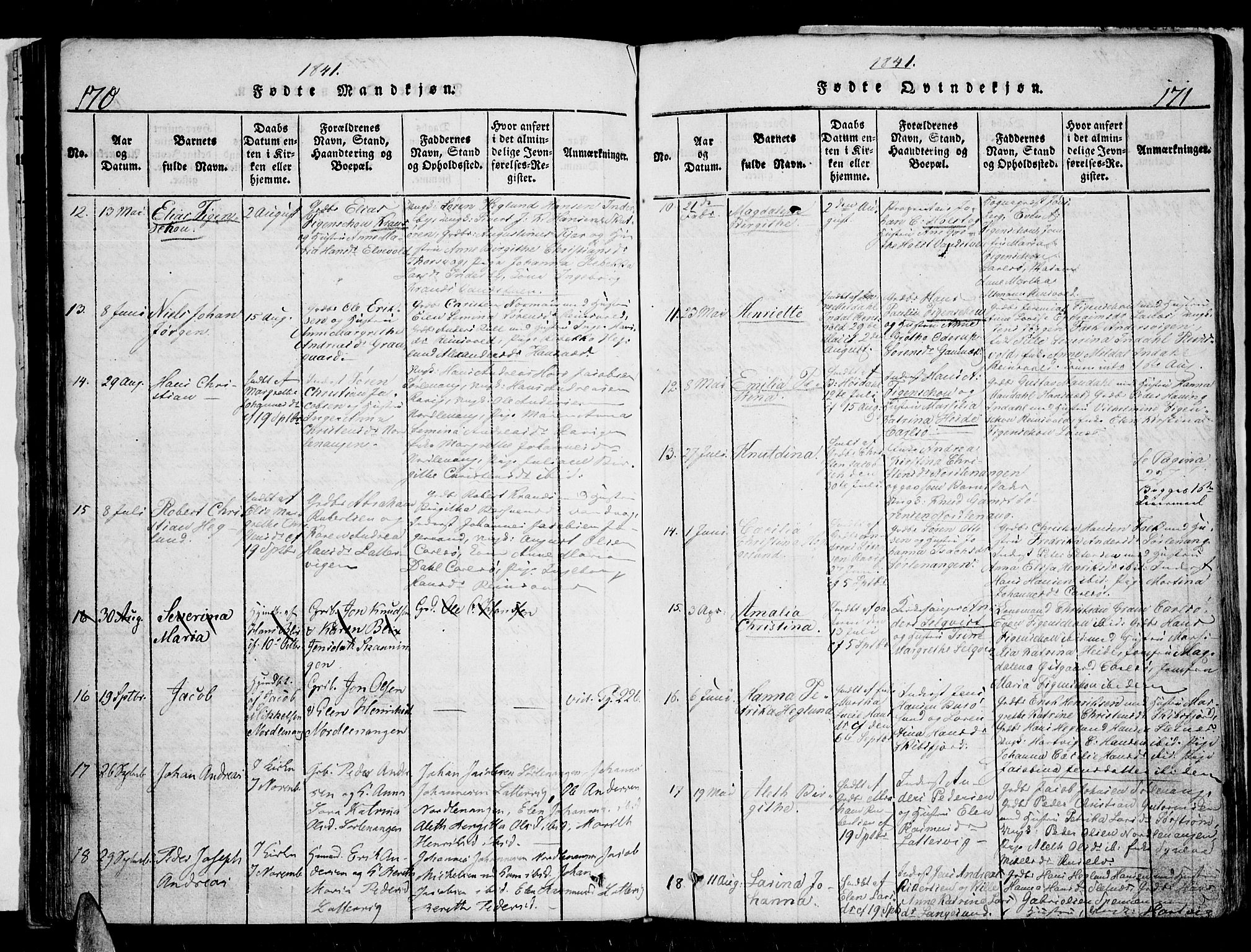 Karlsøy sokneprestembete, SATØ/S-1299/H/Ha/Haa/L0002kirke: Parish register (official) no. 2, 1823-1842, p. 170-171
