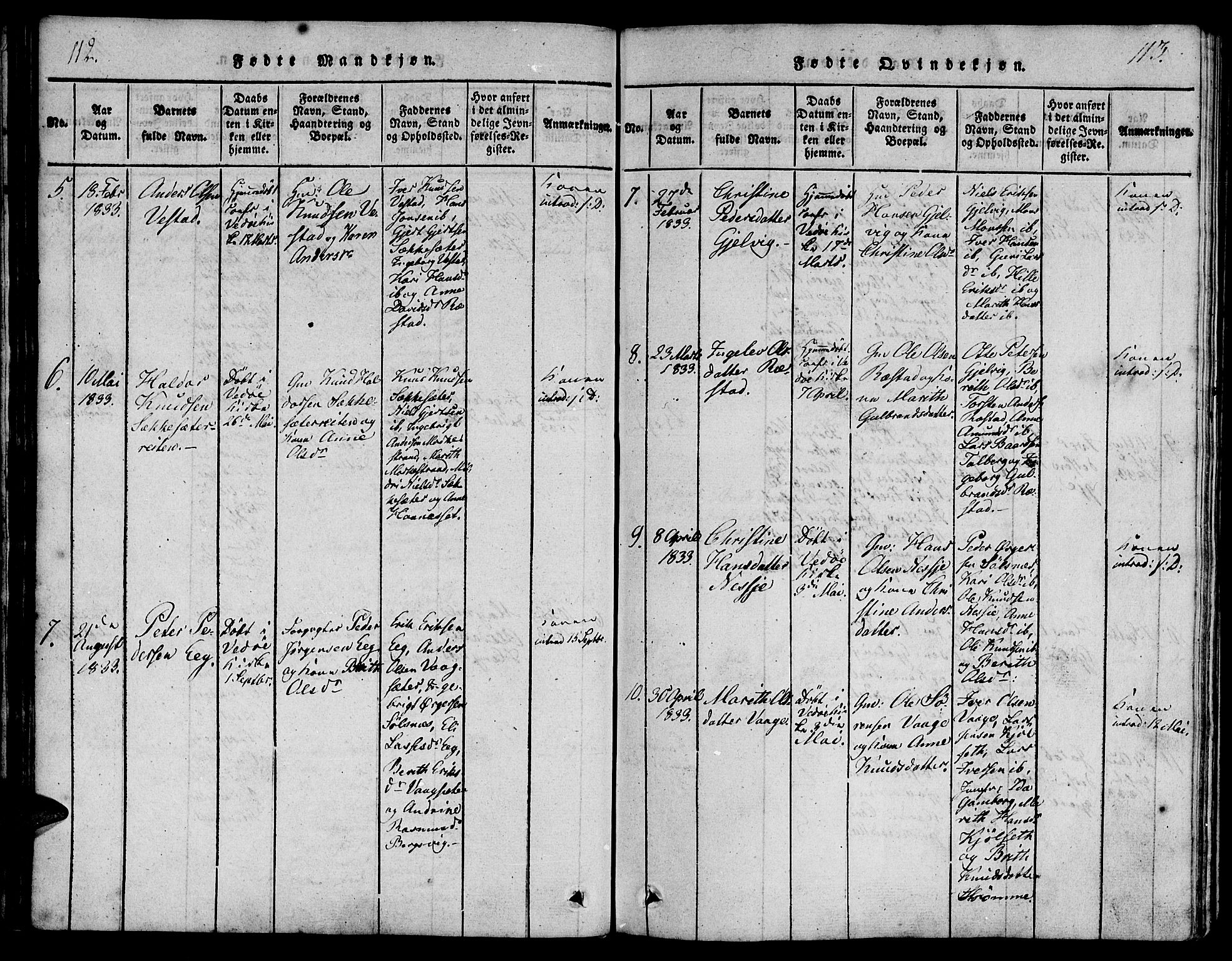 Ministerialprotokoller, klokkerbøker og fødselsregistre - Møre og Romsdal, AV/SAT-A-1454/547/L0602: Parish register (official) no. 547A04, 1818-1845, p. 112-113