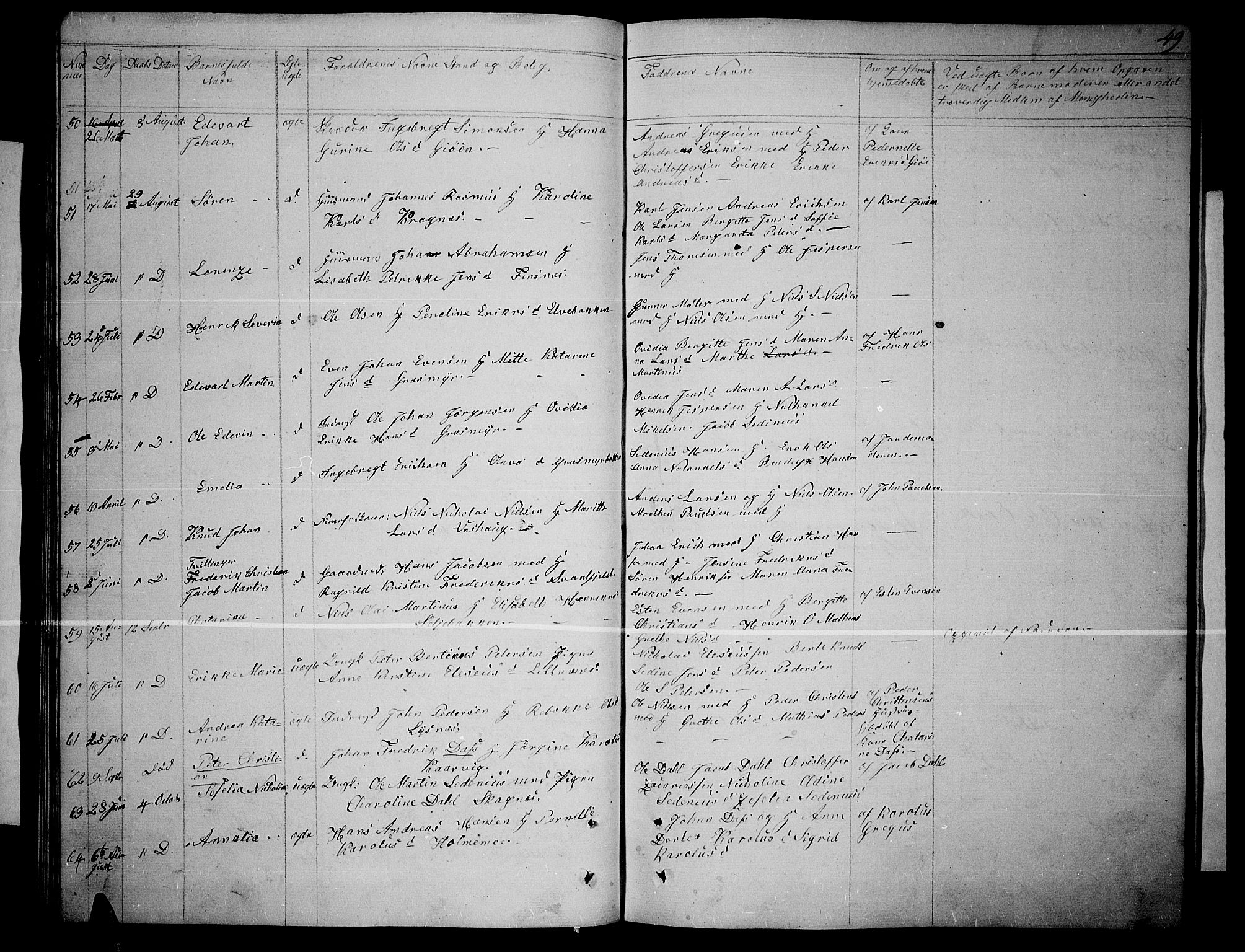 Lenvik sokneprestembete, SATØ/S-1310/H/Ha/Hab/L0003klokker: Parish register (copy) no. 3, 1844-1858, p. 49
