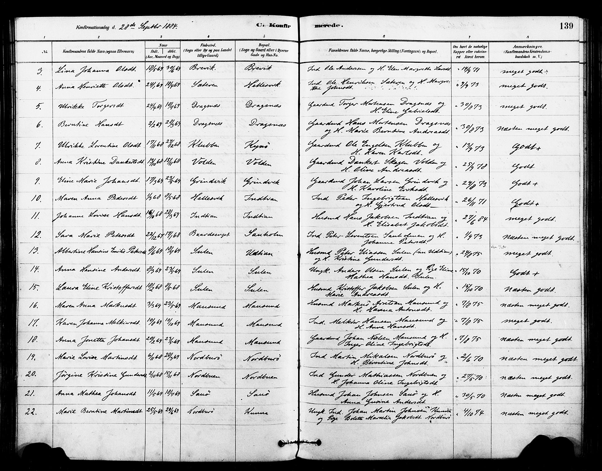 Ministerialprotokoller, klokkerbøker og fødselsregistre - Sør-Trøndelag, SAT/A-1456/640/L0578: Parish register (official) no. 640A03, 1879-1889, p. 139