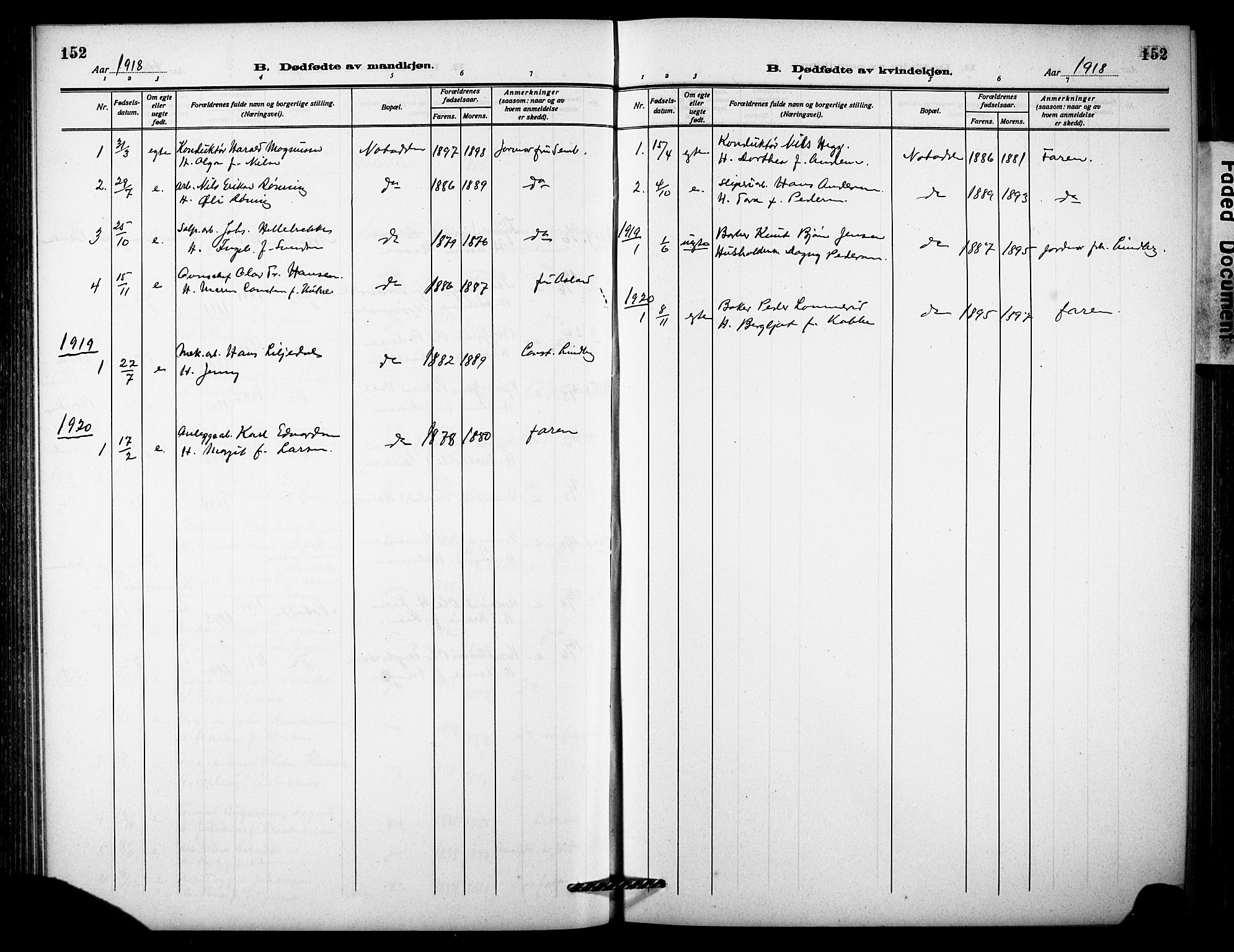 Notodden kirkebøker, AV/SAKO-A-290/G/Ga/L0001: Parish register (copy) no. 1, 1912-1923, p. 152