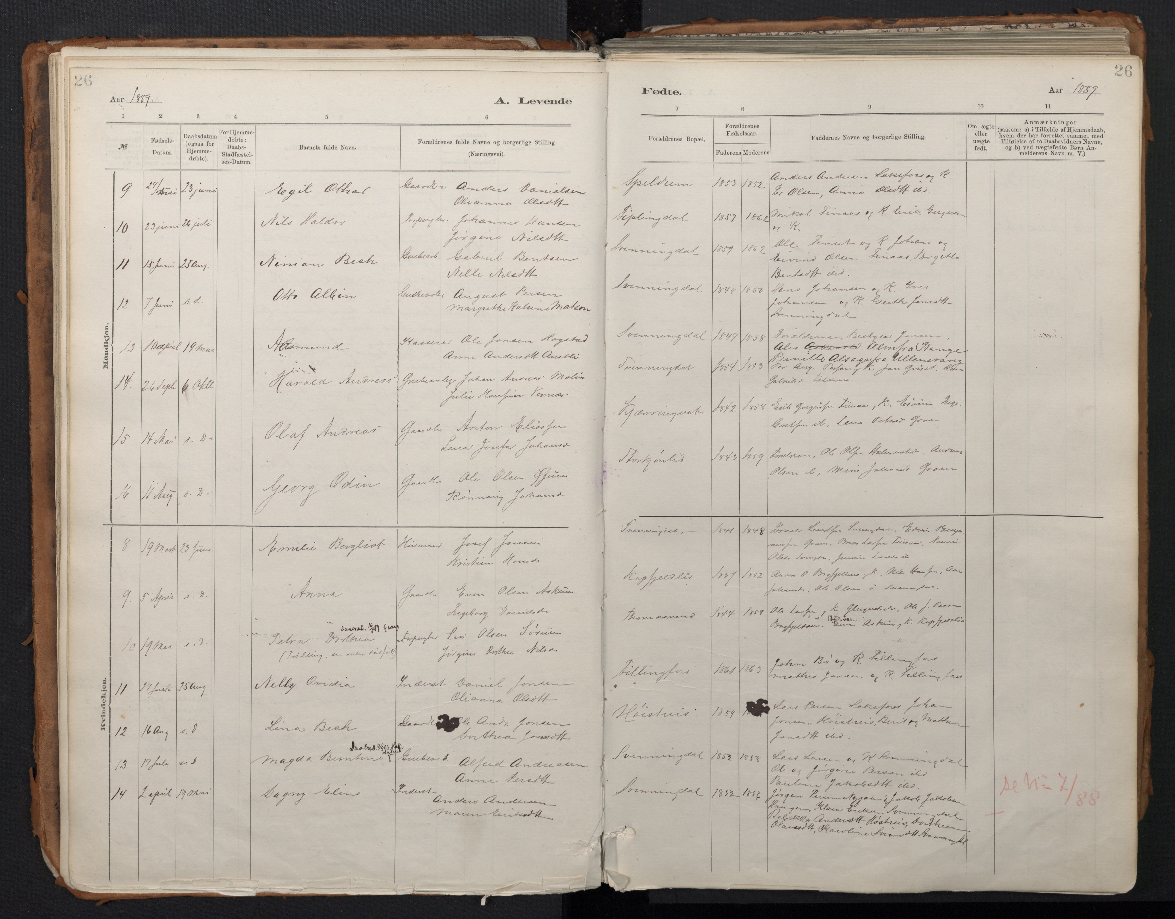 Ministerialprotokoller, klokkerbøker og fødselsregistre - Nordland, SAT/A-1459/824/L0338: Parish register (official) no. 824A01, 1880-1915, p. 26