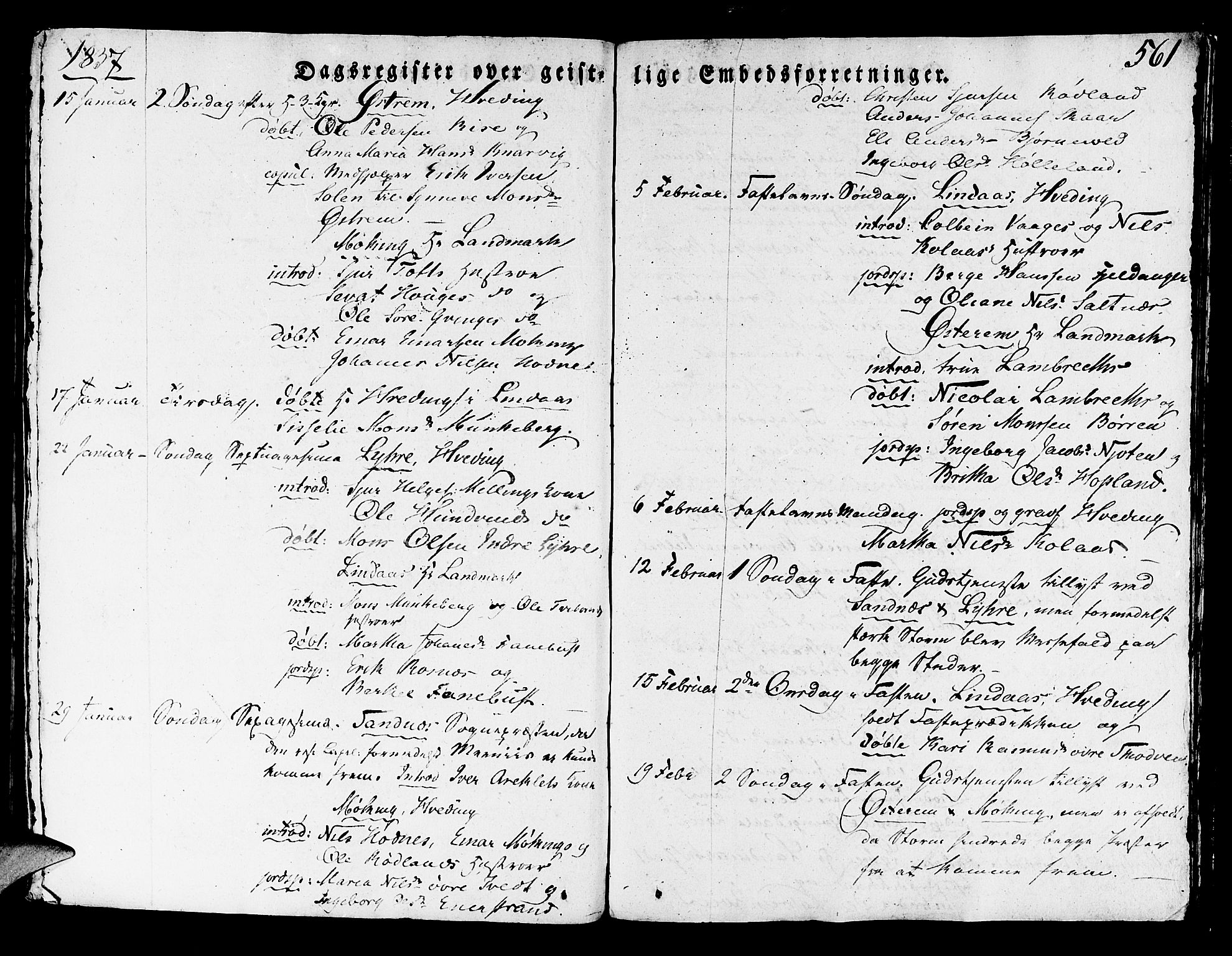 Lindås Sokneprestembete, AV/SAB-A-76701/H/Haa/Haaa/L0008: Parish register (official) no. A 8, 1823-1836, p. 561