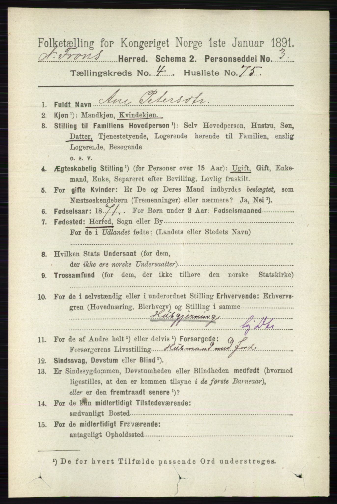 RA, 1891 census for 0518 Nord-Fron, 1891, p. 1914