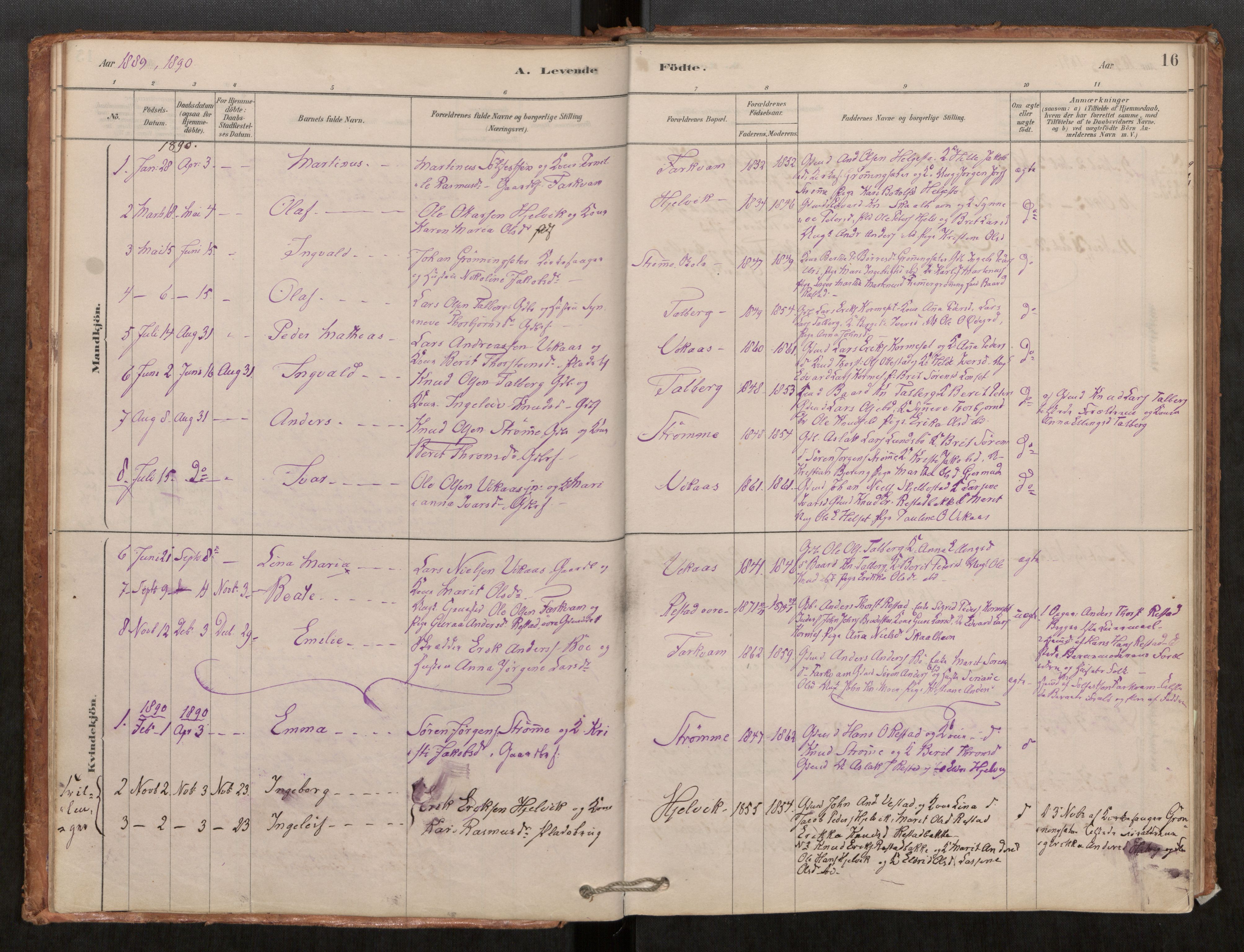 Ministerialprotokoller, klokkerbøker og fødselsregistre - Møre og Romsdal, SAT/A-1454/550/L0621: Parish register (official) no. 550A01, 1878-1915, p. 16