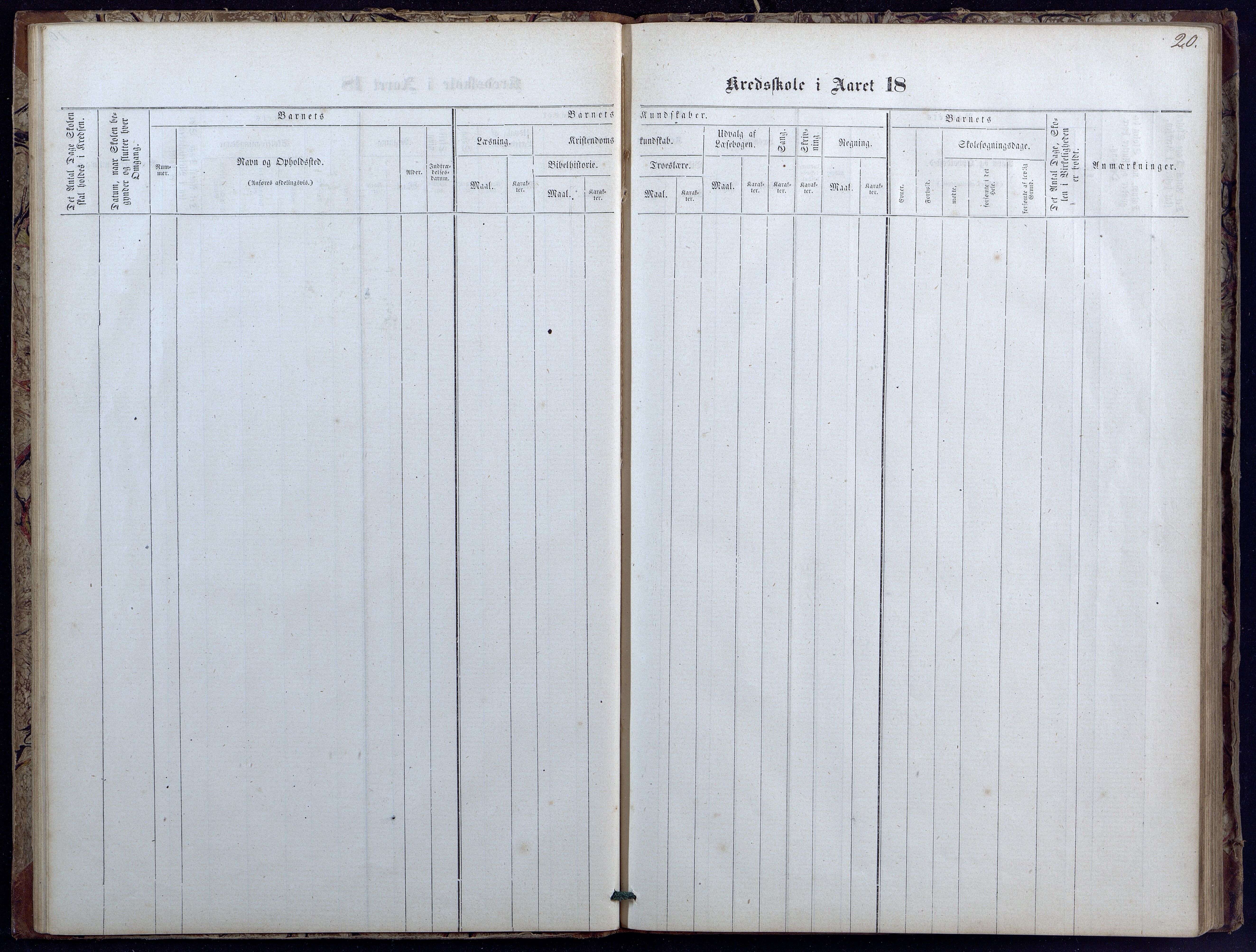 Evje kommune, Landsverk/Omland/Rosseland skolekretser, AAKS/KA0937-550d/F1/L0001: Skoleprotokoll for Landsverk, Omland, Rosseland skolekretser, 1863-1888, p. 20