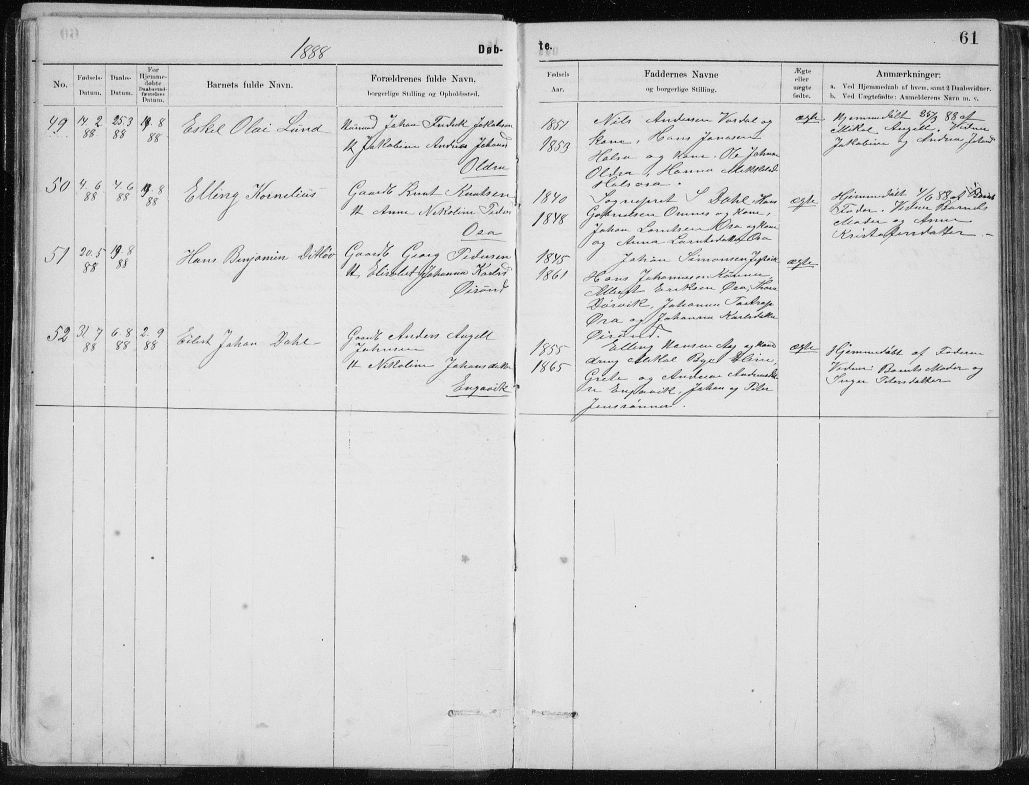 Ministerialprotokoller, klokkerbøker og fødselsregistre - Nordland, AV/SAT-A-1459/843/L0636: Parish register (copy) no. 843C05, 1884-1909, p. 61