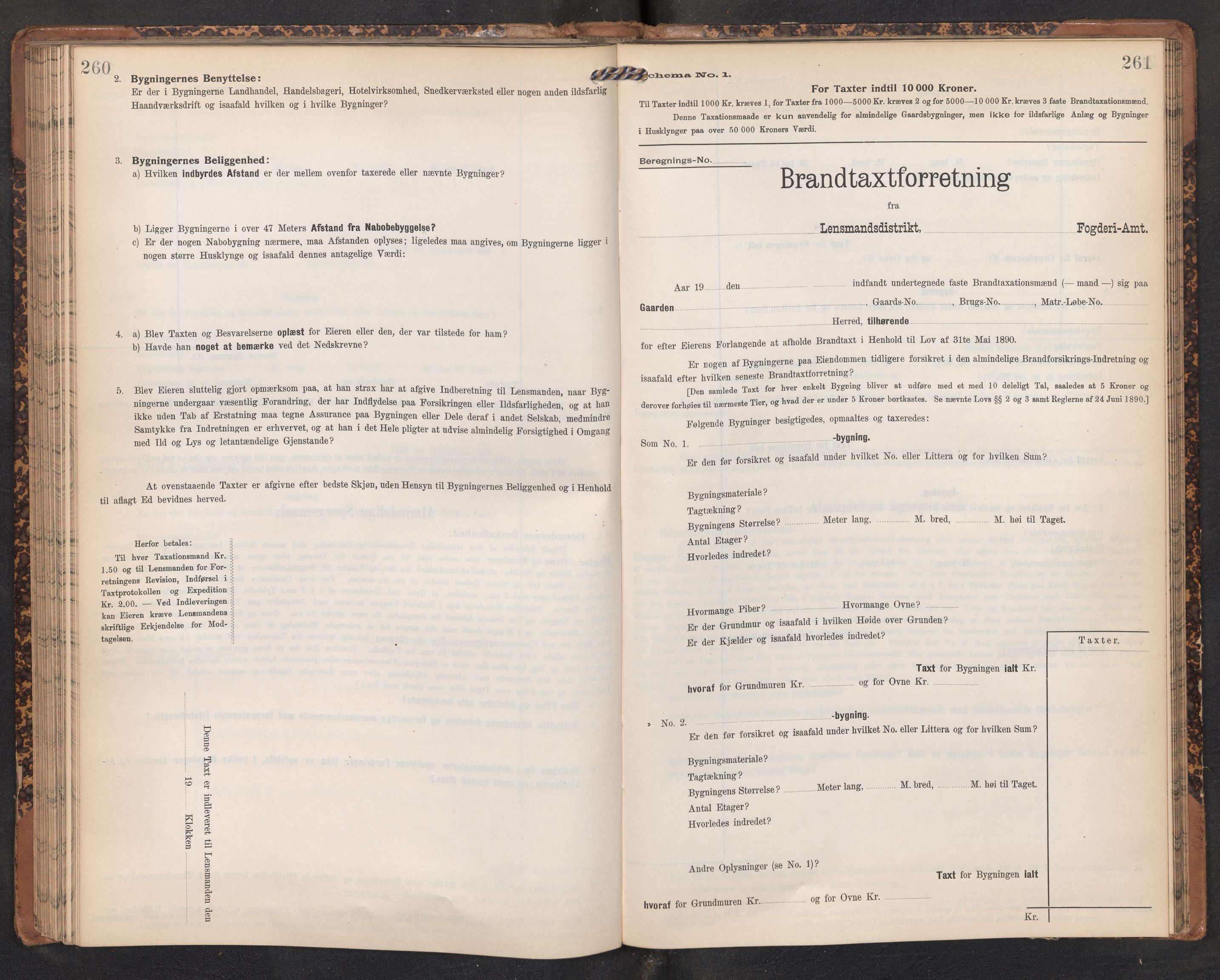 Lensmannen i Hafslo, AV/SAB-A-28001/0012/L0007: Branntakstprotokoll, skjematakst, 1905-1922, p. 260-261