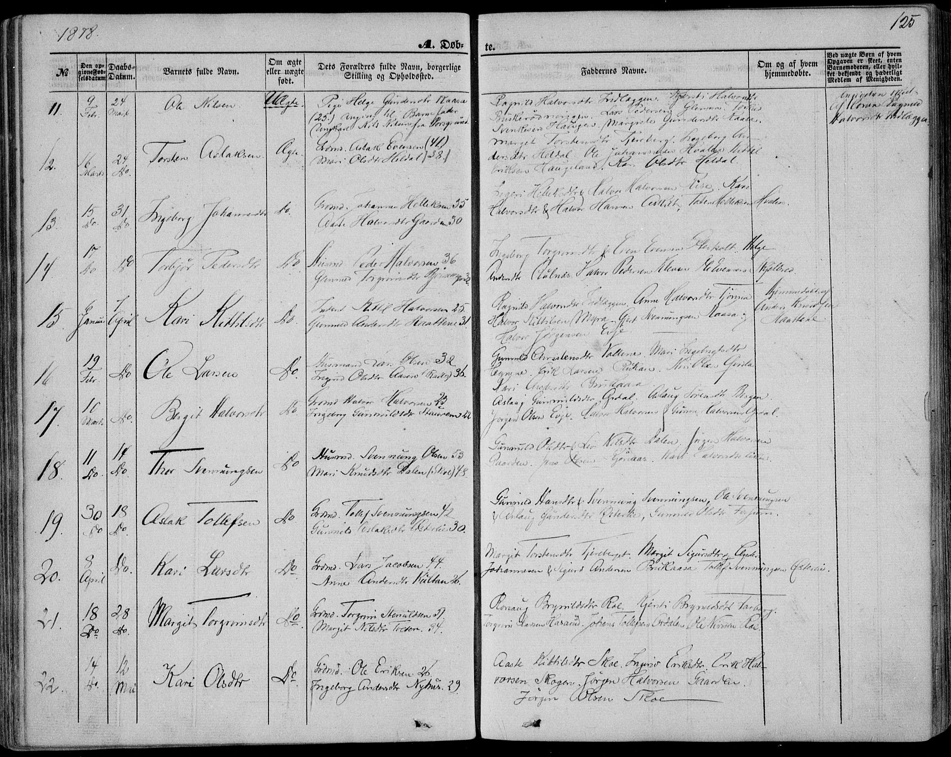 Bø kirkebøker, AV/SAKO-A-257/F/Fa/L0009: Parish register (official) no. 9, 1862-1879, p. 125