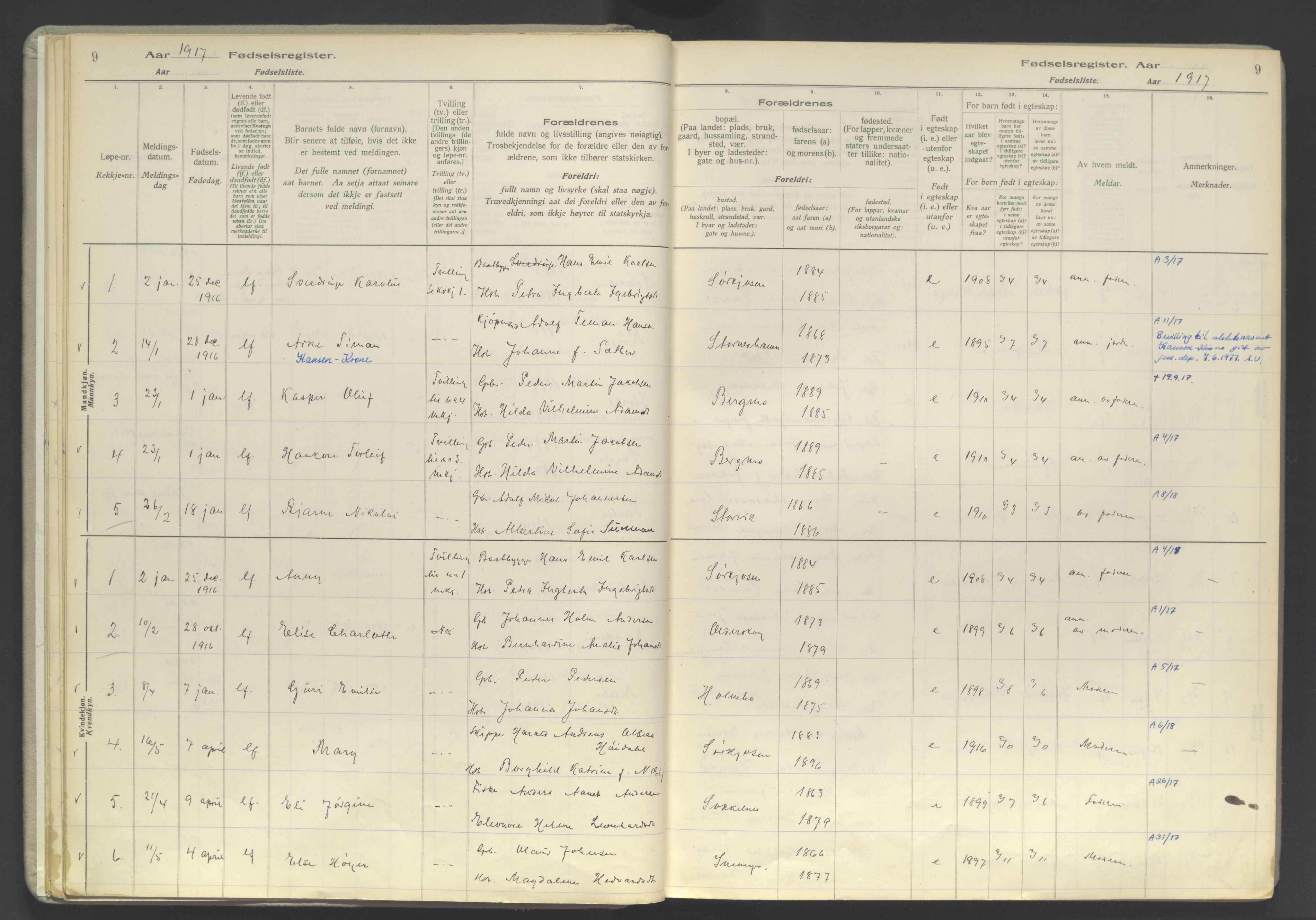 Skjervøy sokneprestkontor, AV/SATØ-S-1300/I/Ia/L0060: Birth register no. 60, 1916-1947, p. 9