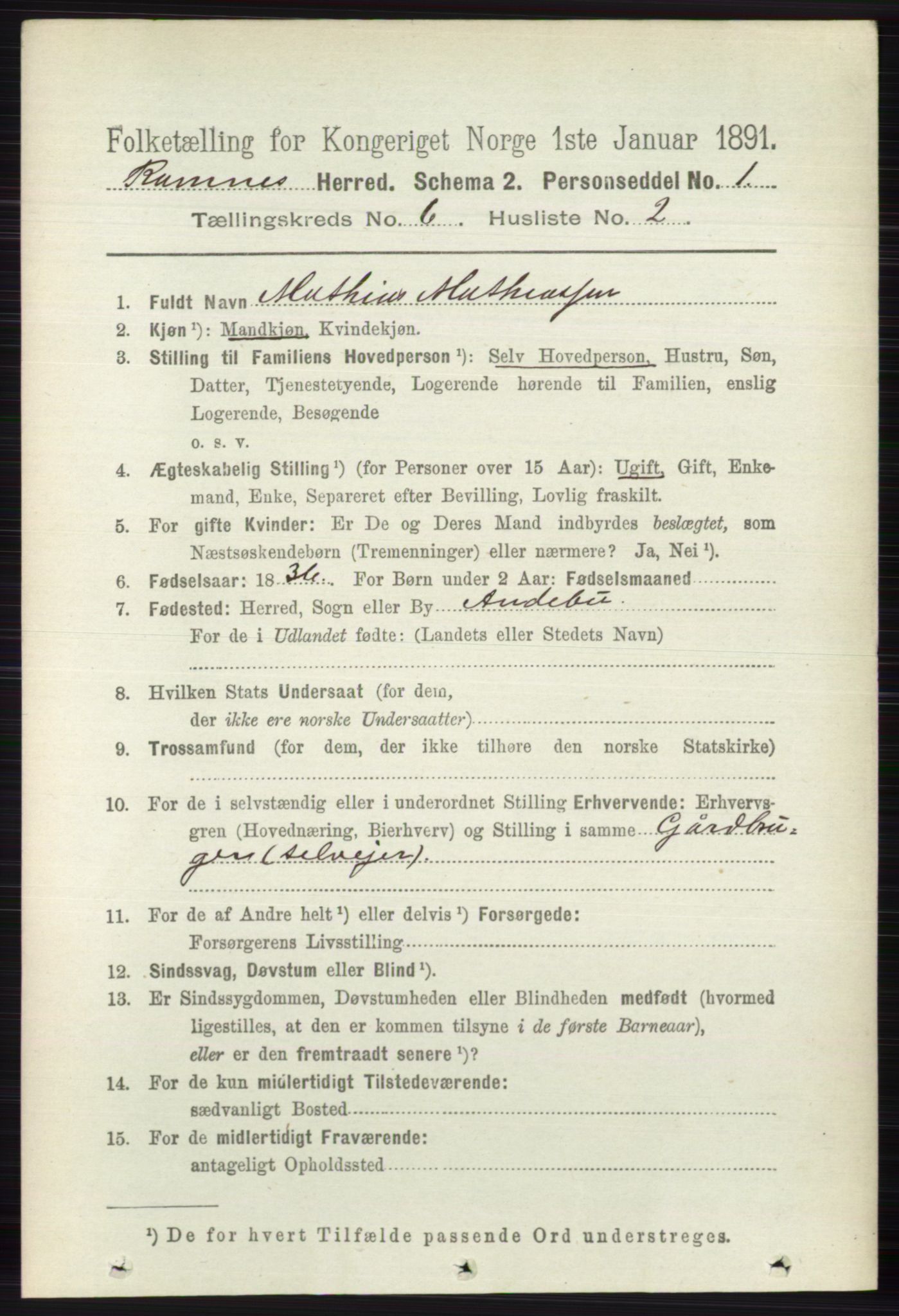 RA, 1891 census for 0718 Ramnes, 1891, p. 3328