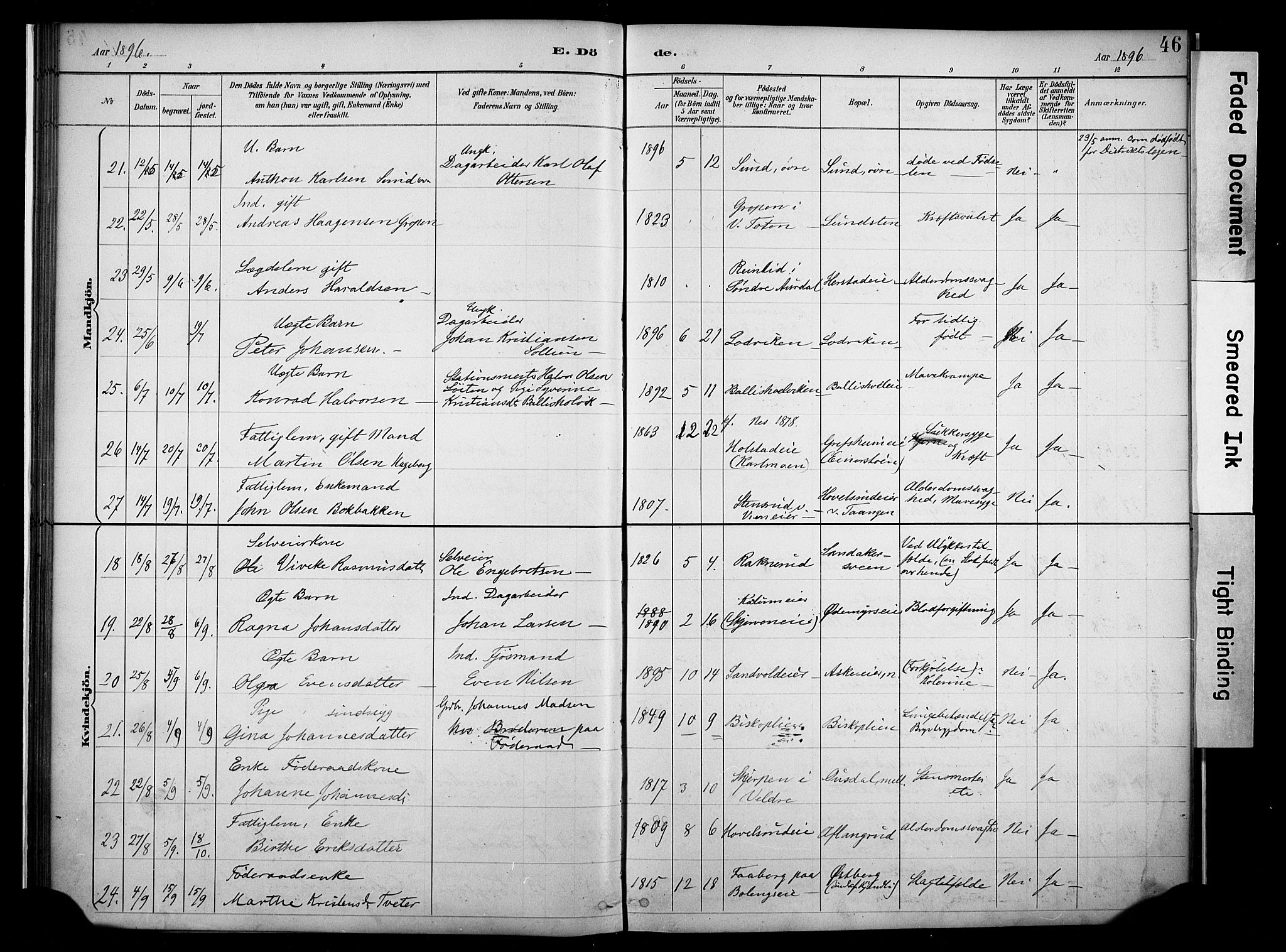 Nes prestekontor, Hedmark, SAH/PREST-020/K/Ka/L0011: Parish register (official) no. 11, 1887-1905, p. 46