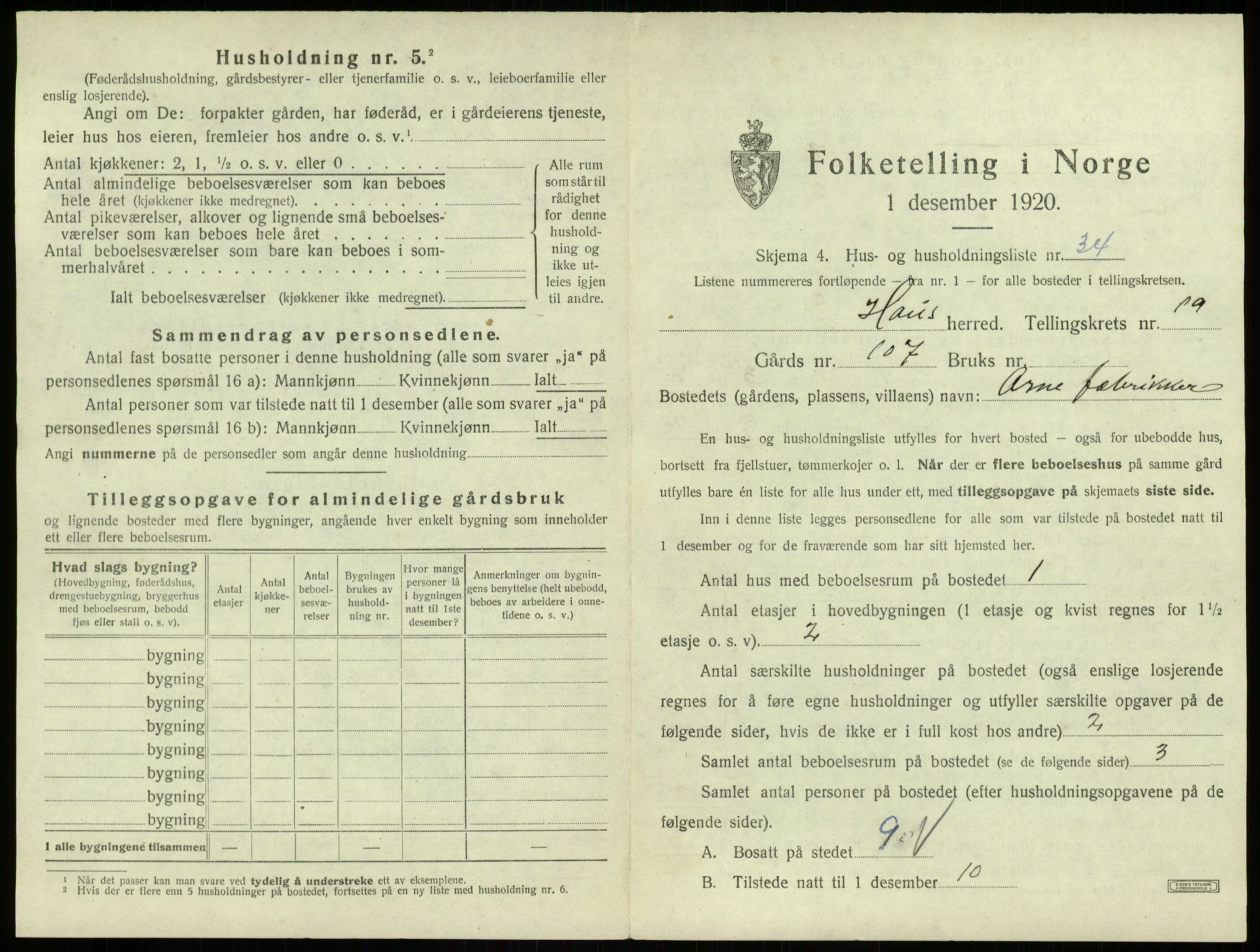 SAB, 1920 census for Haus, 1920, p. 1683