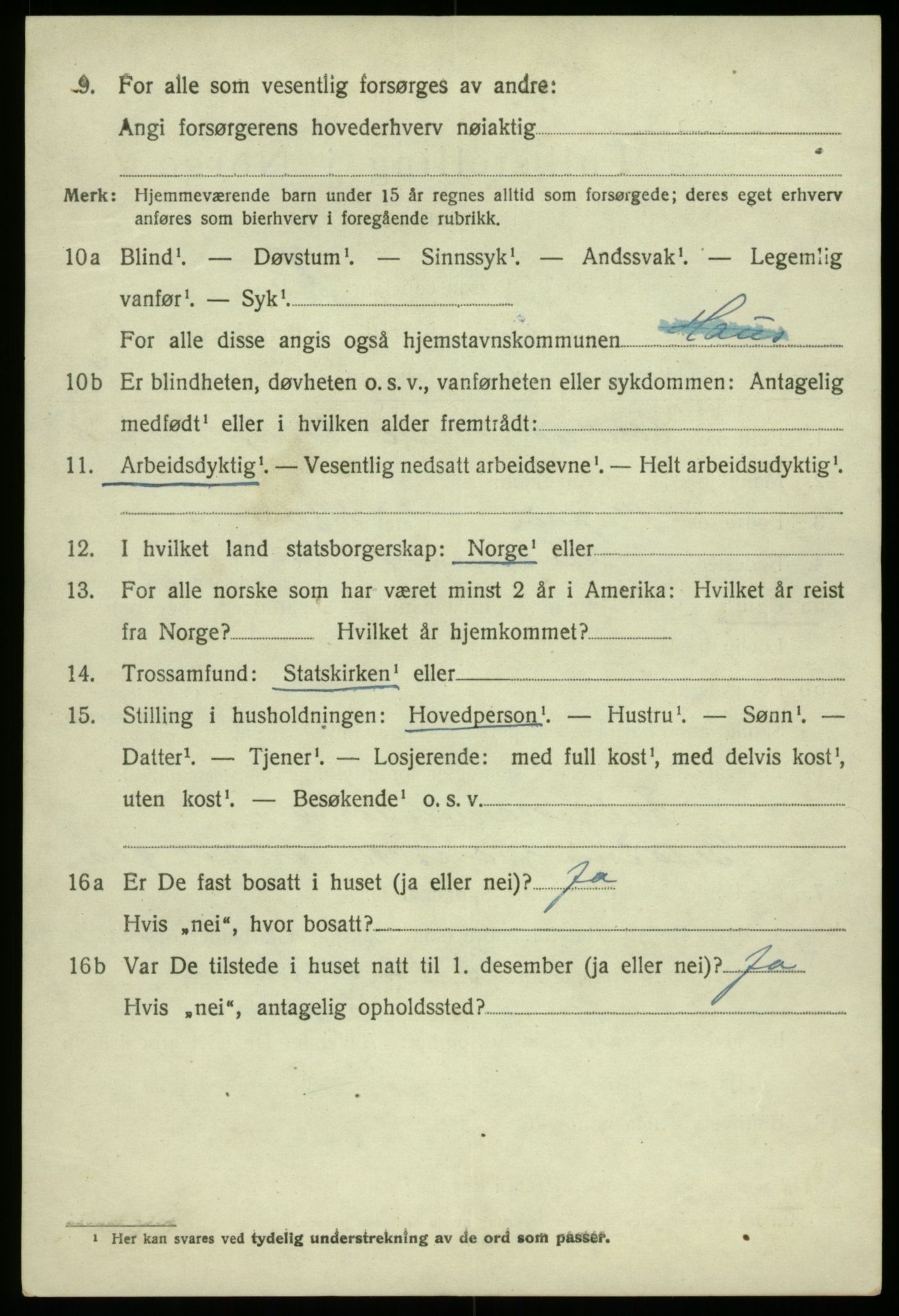 SAB, 1920 census for Haus, 1920, p. 9183