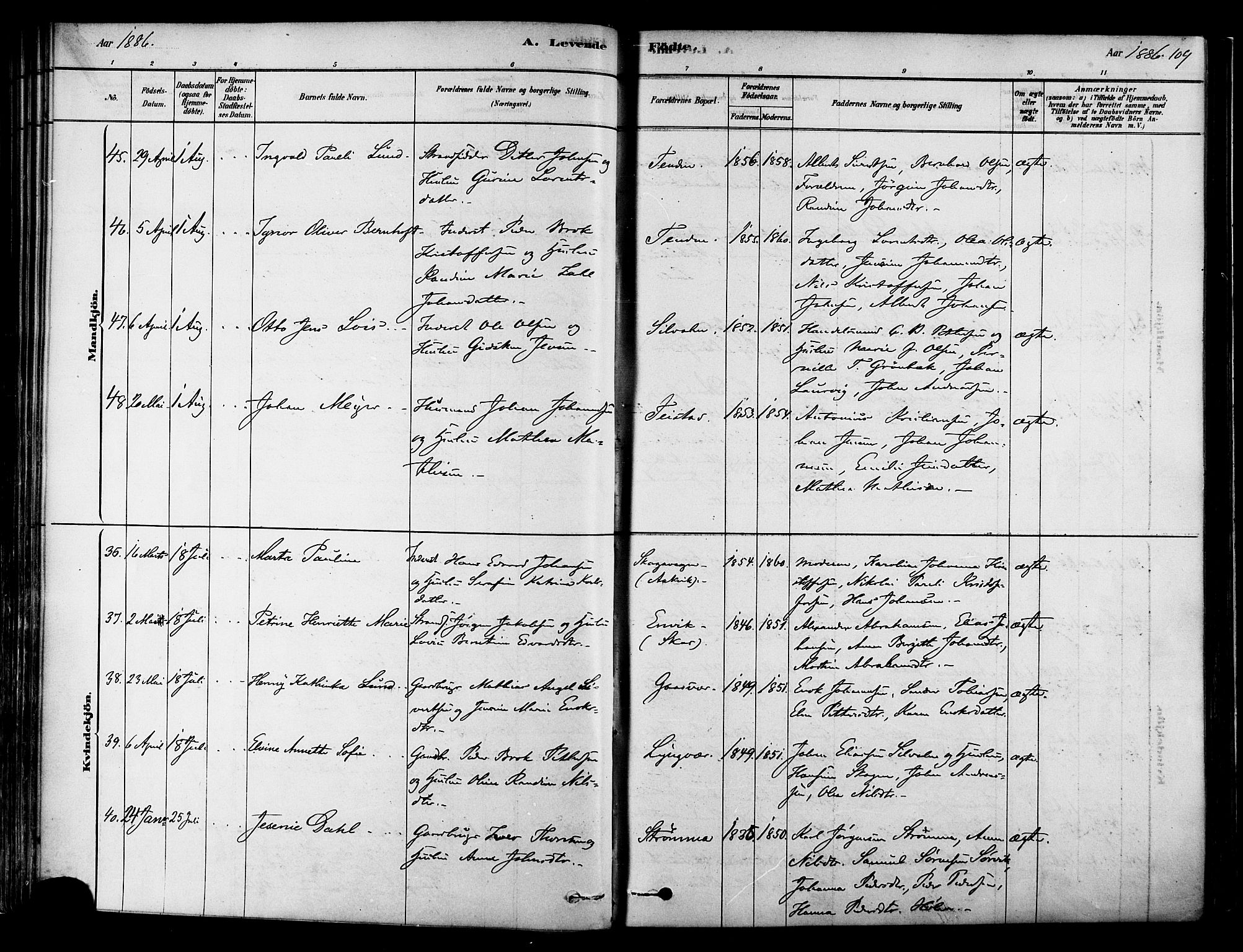 Ministerialprotokoller, klokkerbøker og fødselsregistre - Nordland, SAT/A-1459/834/L0507: Parish register (official) no. 834A05, 1878-1892, p. 109
