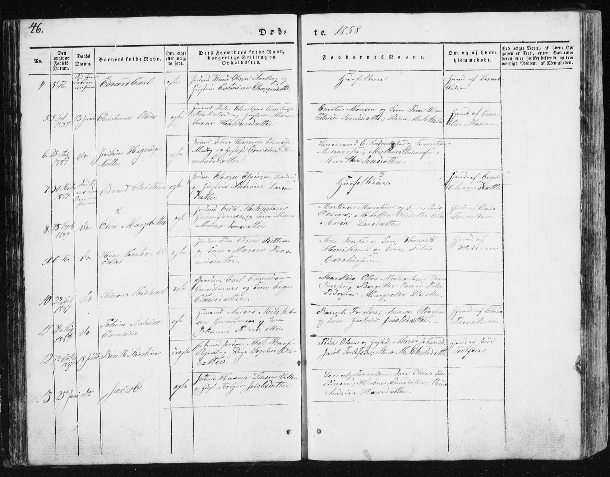 Berg sokneprestkontor, AV/SATØ-S-1318/G/Ga/Gab/L0011klokker: Parish register (copy) no. 11, 1833-1878, p. 46