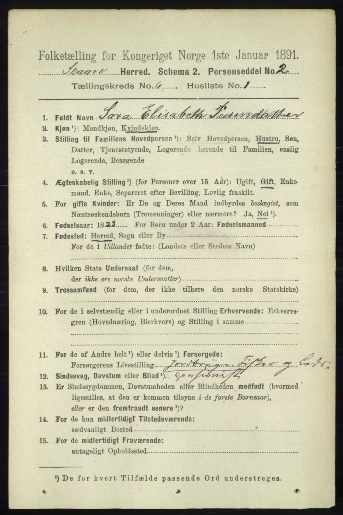 RA, 1891 census for 1153 Skåre, 1891, p. 2392