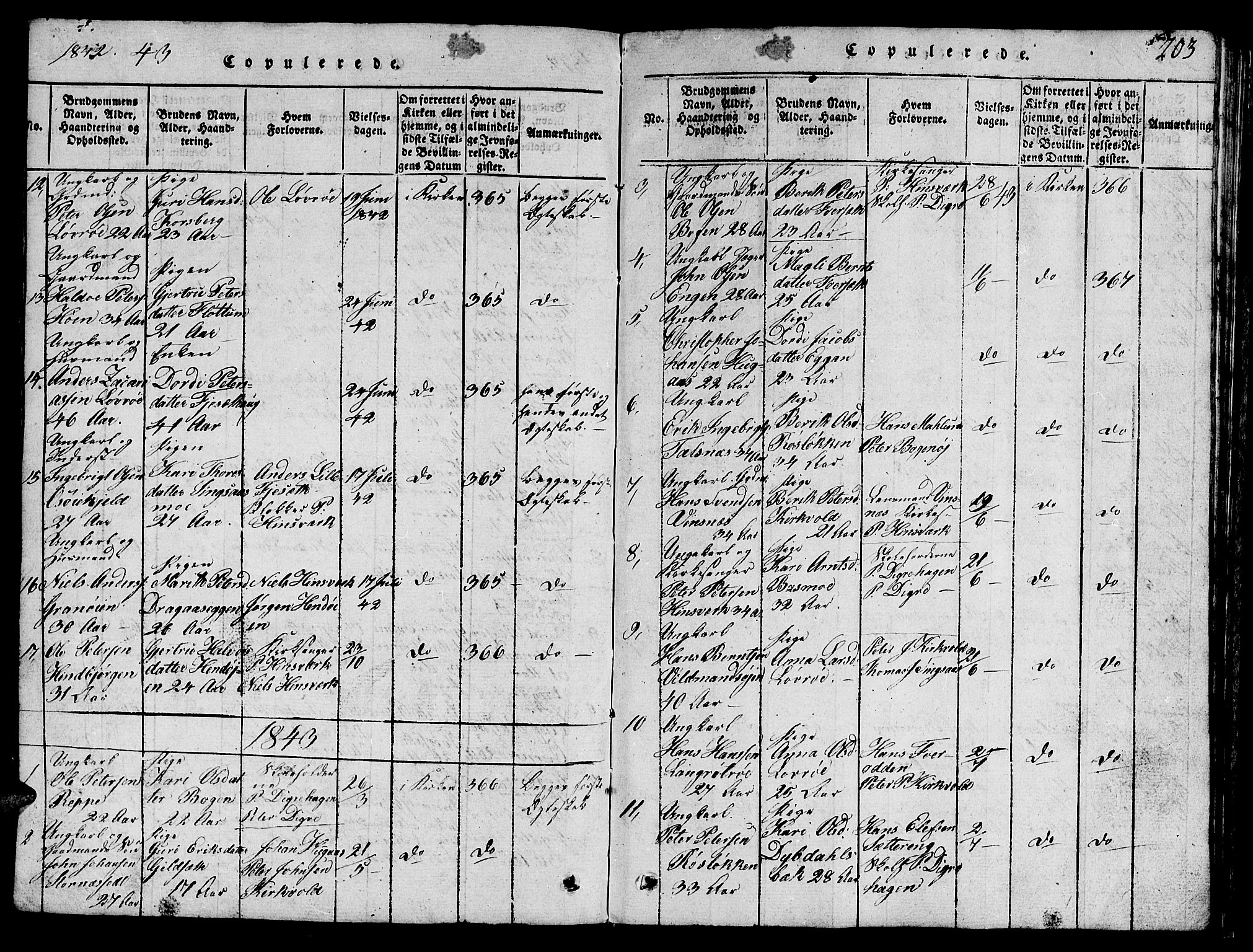 Ministerialprotokoller, klokkerbøker og fødselsregistre - Sør-Trøndelag, SAT/A-1456/688/L1026: Parish register (copy) no. 688C01, 1817-1860, p. 203