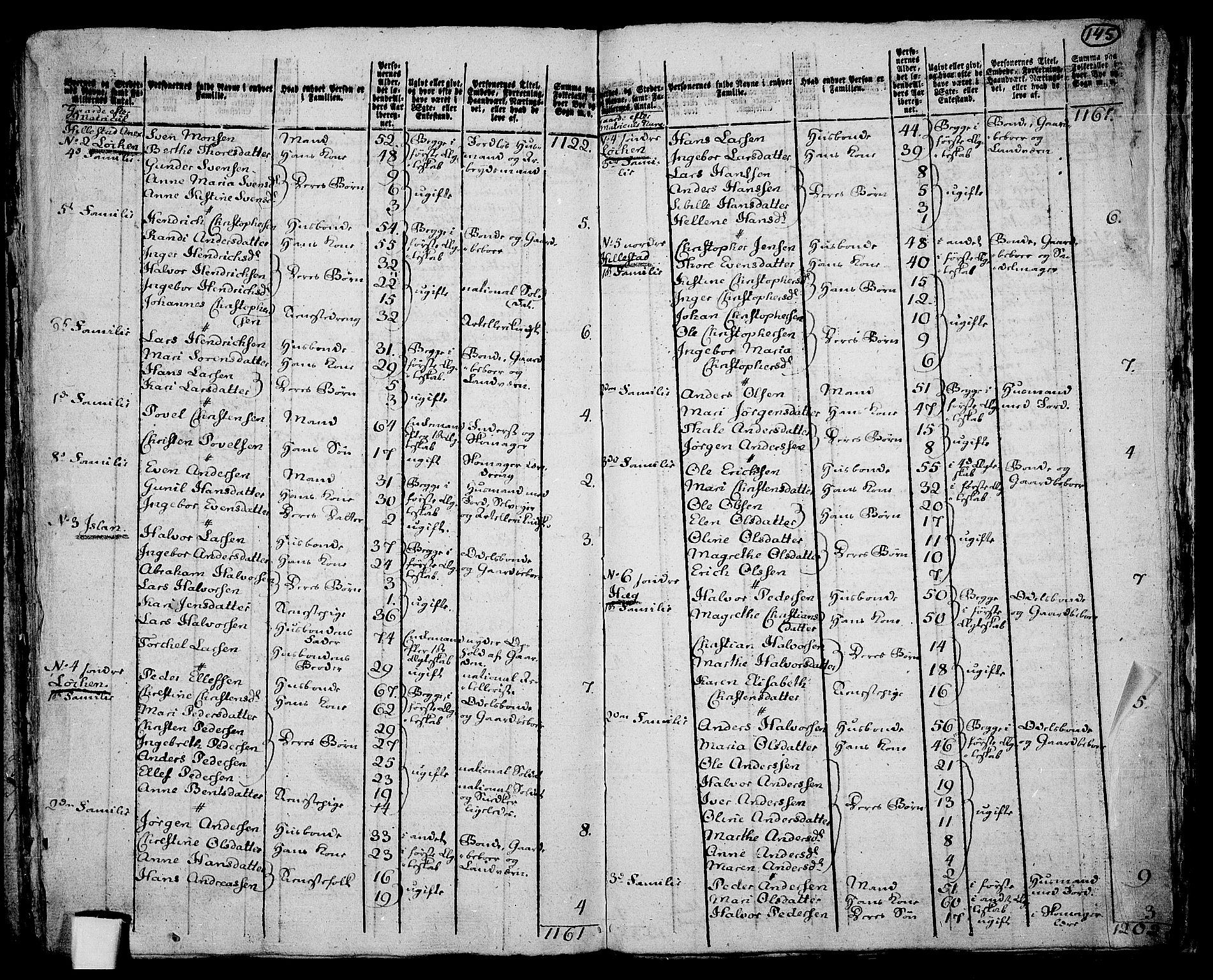 RA, 1801 census for 0715P Botne, 1801, p. 144b-145a