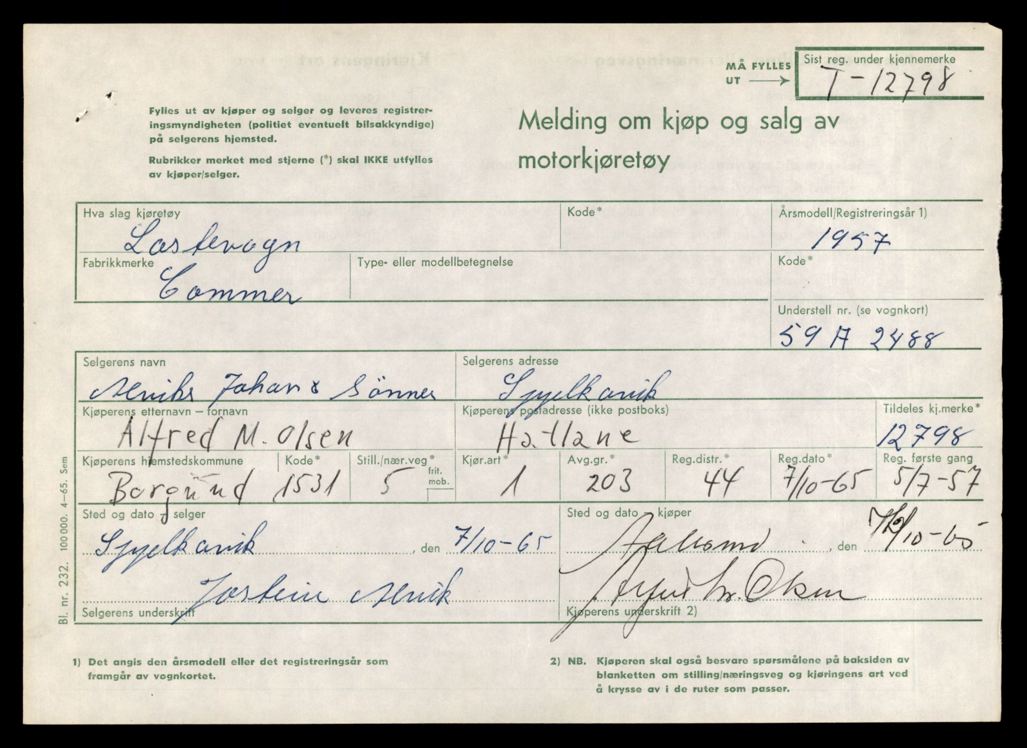 Møre og Romsdal vegkontor - Ålesund trafikkstasjon, AV/SAT-A-4099/F/Fe/L0035: Registreringskort for kjøretøy T 12653 - T 12829, 1927-1998, p. 2412