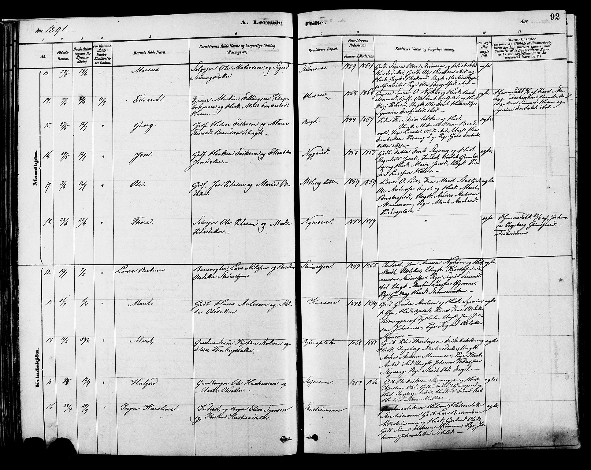 Alvdal prestekontor, SAH/PREST-060/H/Ha/Hab/L0003: Parish register (copy) no. 3, 1878-1907, p. 92