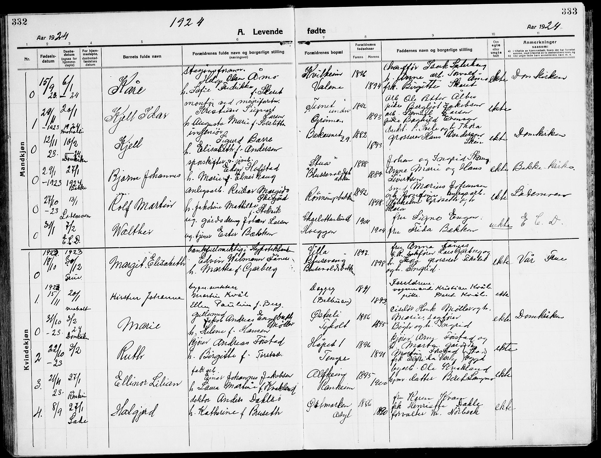 Ministerialprotokoller, klokkerbøker og fødselsregistre - Sør-Trøndelag, AV/SAT-A-1456/607/L0321: Parish register (official) no. 607A05, 1916-1935, p. 332-333