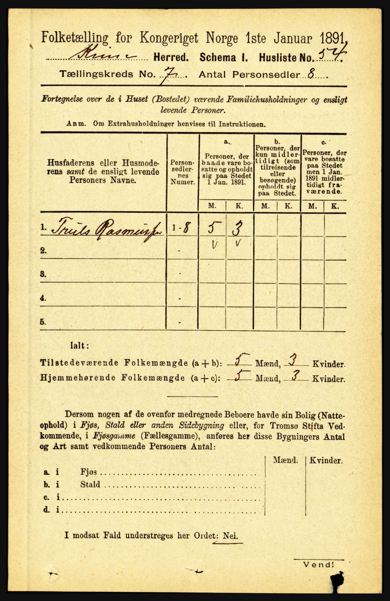 RA, 1891 census for 1437 Kinn, 1891, p. 2668