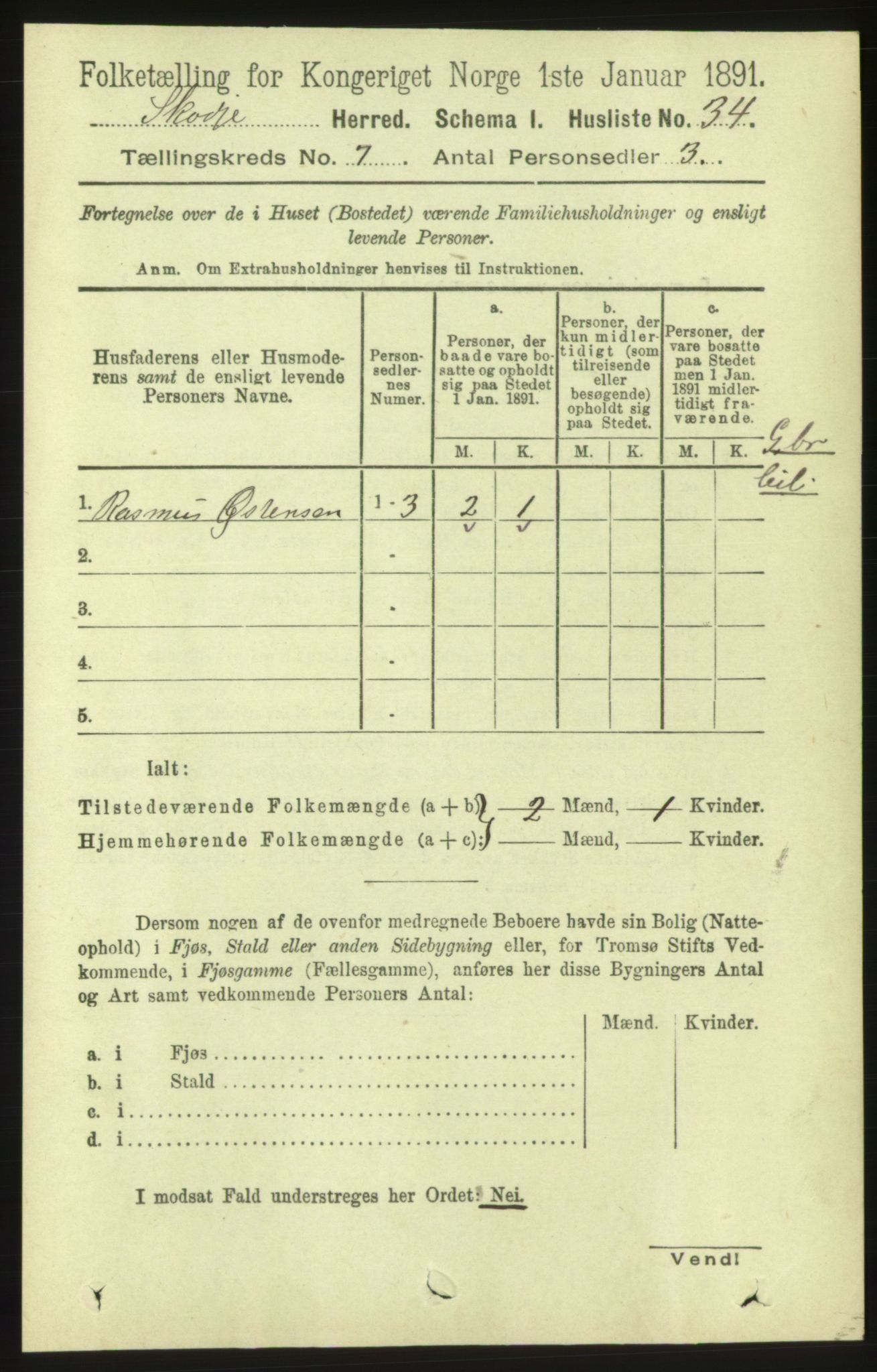 RA, 1891 census for 1529 Skodje, 1891, p. 1404